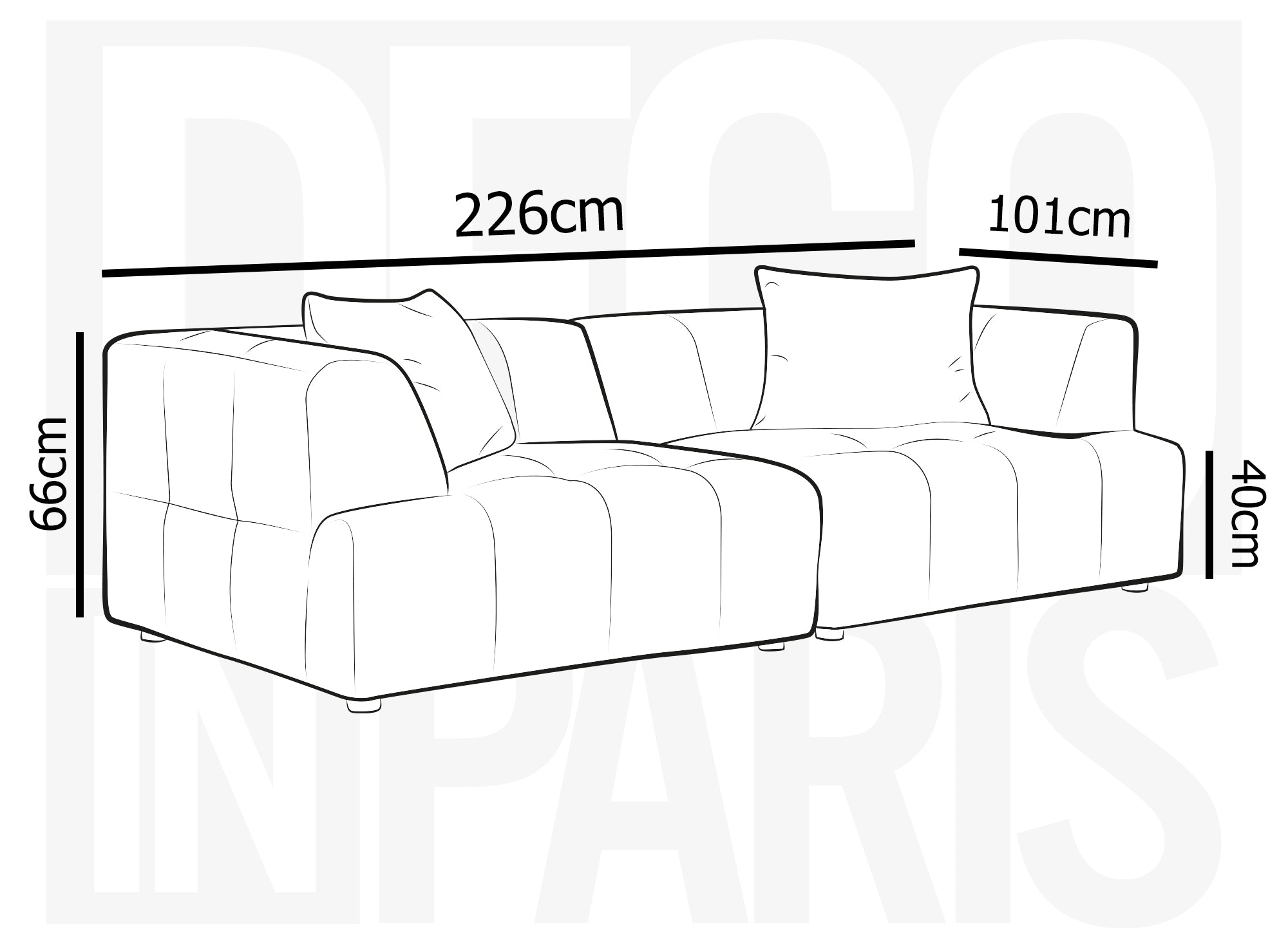 Gerades 3-Sitzer-Sofa KELIA aus beigem Samt
