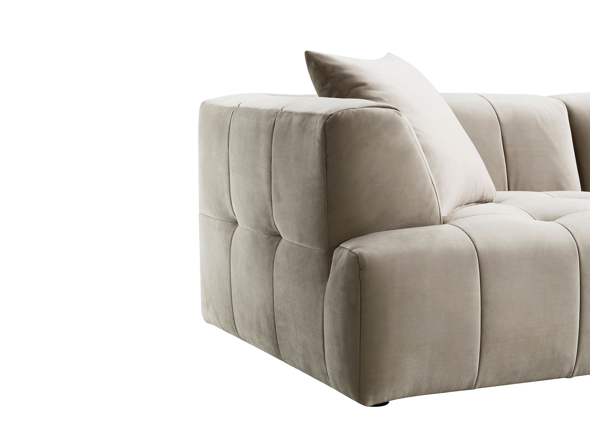 Gerades 3-Sitzer-Sofa KELIA aus beigem Samt