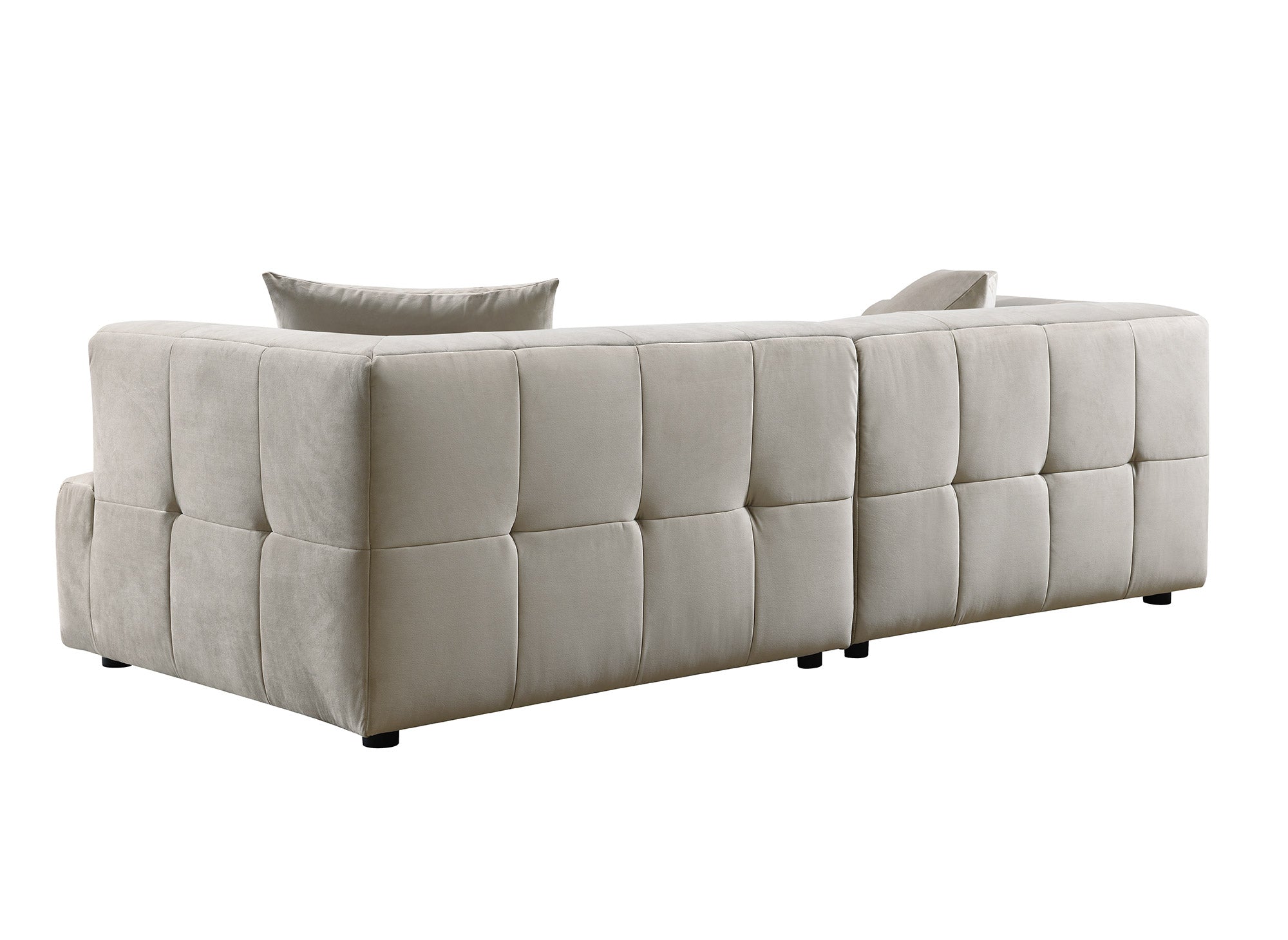 Gerades 3-Sitzer-Sofa KELIA aus beigem Samt