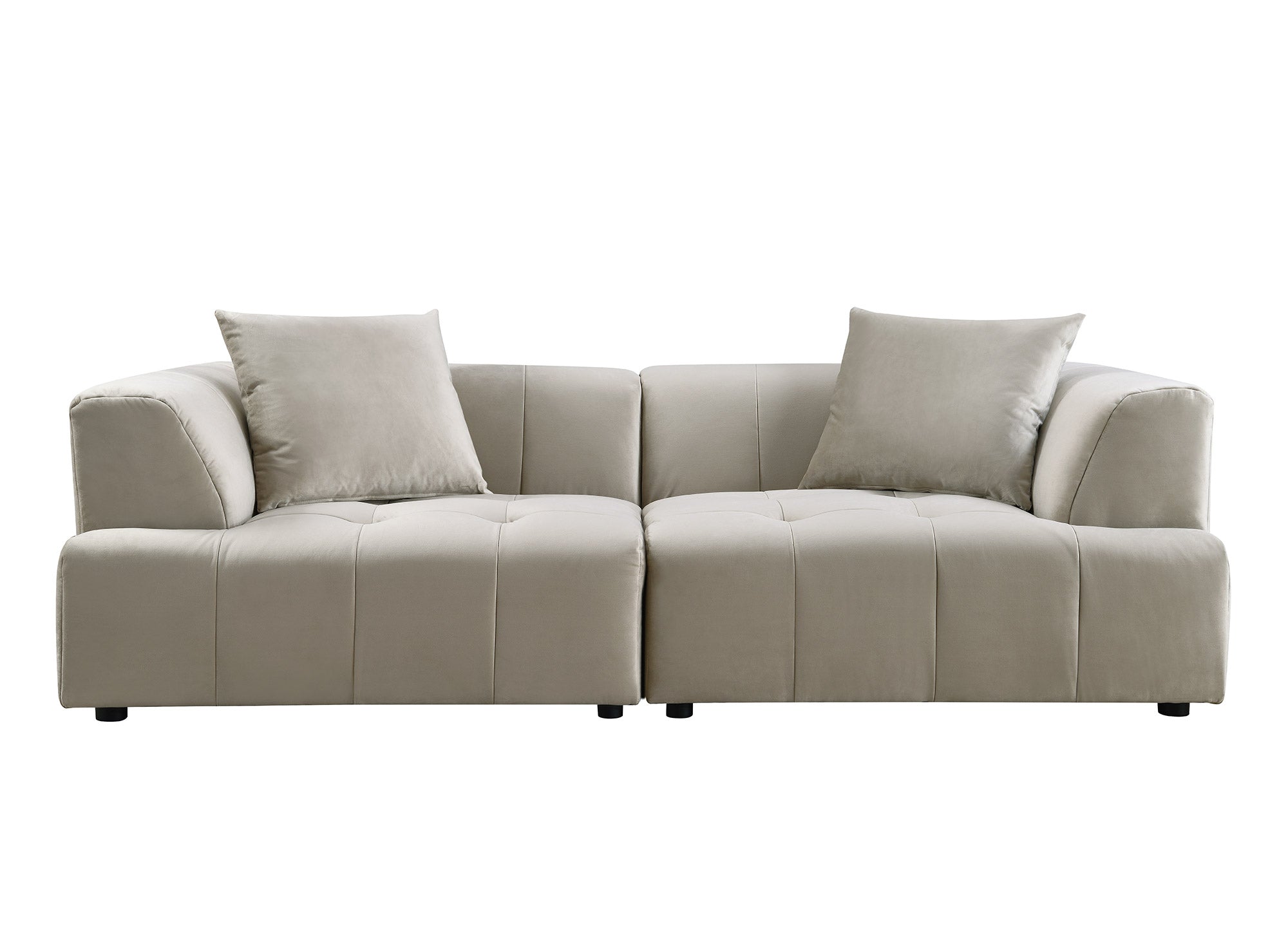 Gerades 3-Sitzer-Sofa KELIA aus beigem Samt
