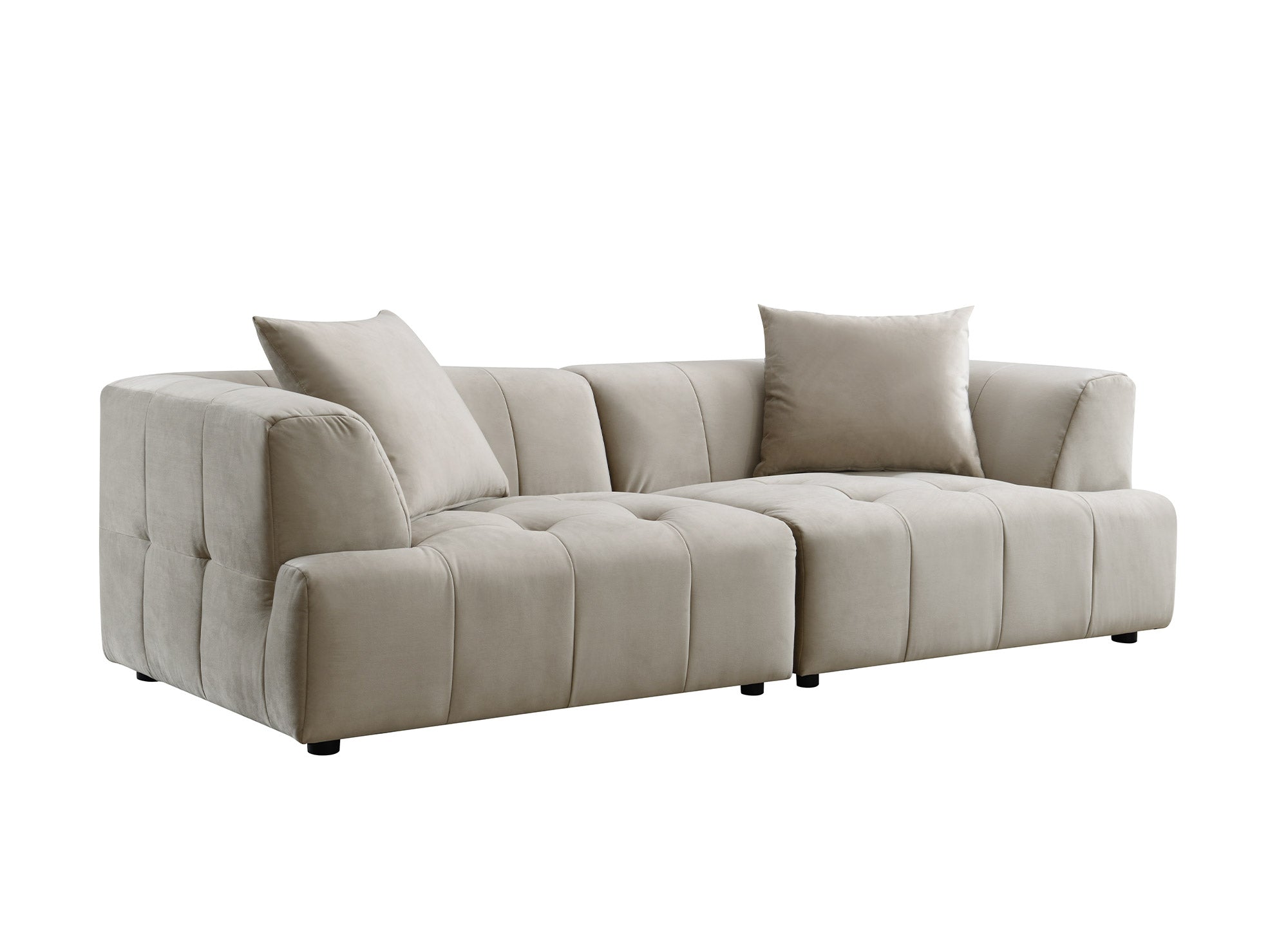 Gerades 3-Sitzer-Sofa KELIA aus beigem Samt