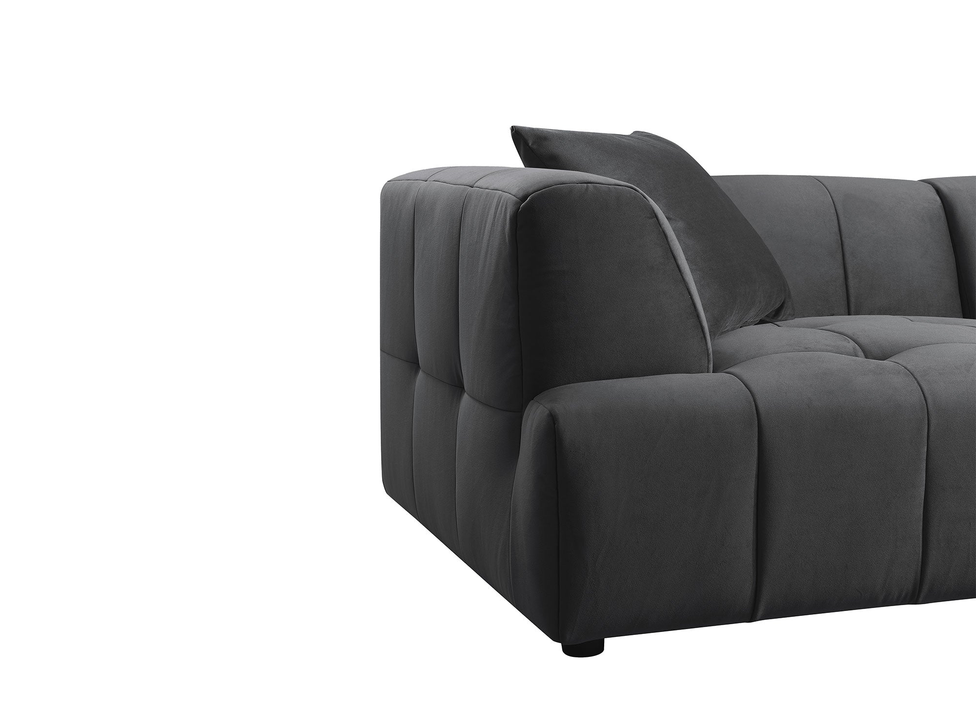 KELIA 3-Sitzer-Sofa gerade aus grauem Samt