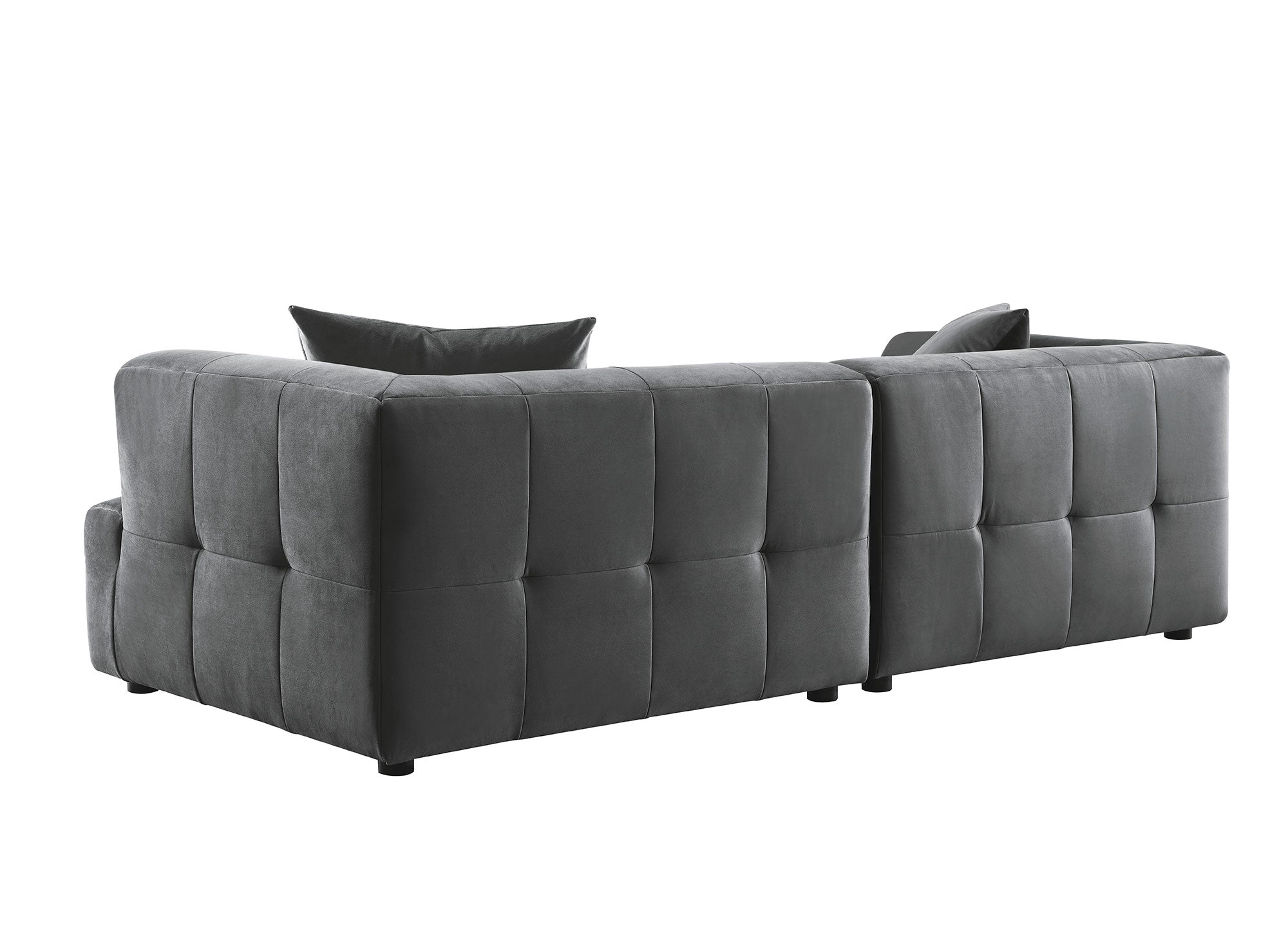 KELIA 3-Sitzer-Sofa gerade aus grauem Samt