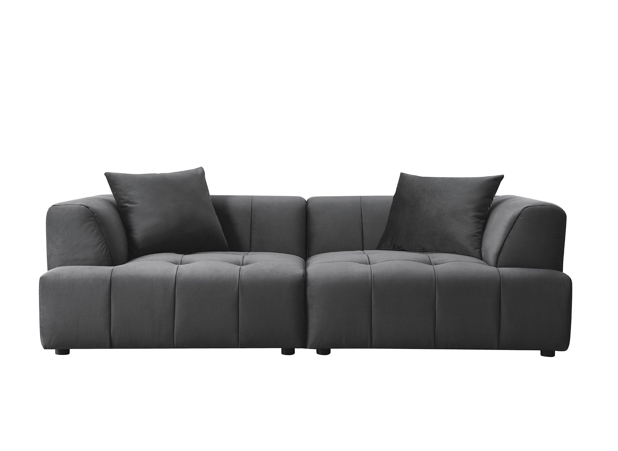 KELIA 3-Sitzer-Sofa gerade aus grauem Samt