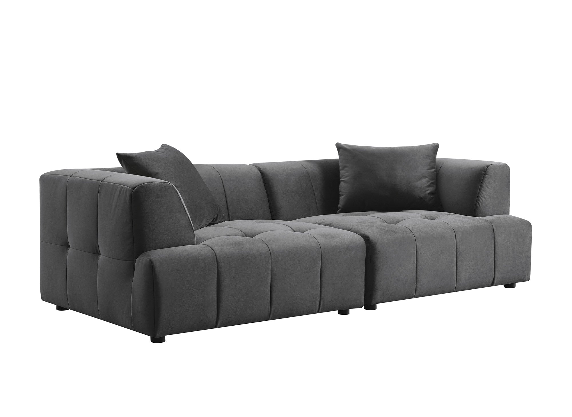KELIA 3-Sitzer-Sofa gerade aus grauem Samt