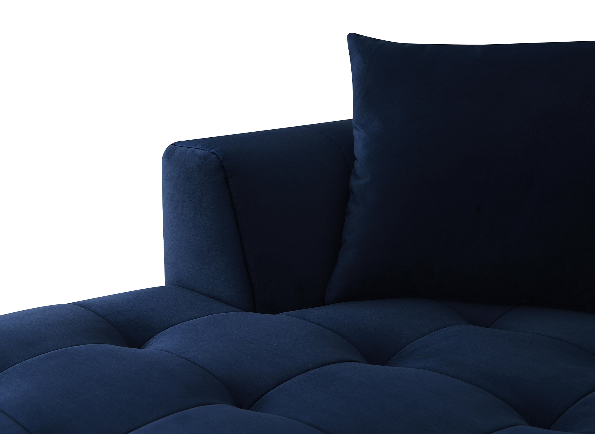 KELIA Ecksofa aus blauem Samt mit Chaiselongue - Linke Ecke