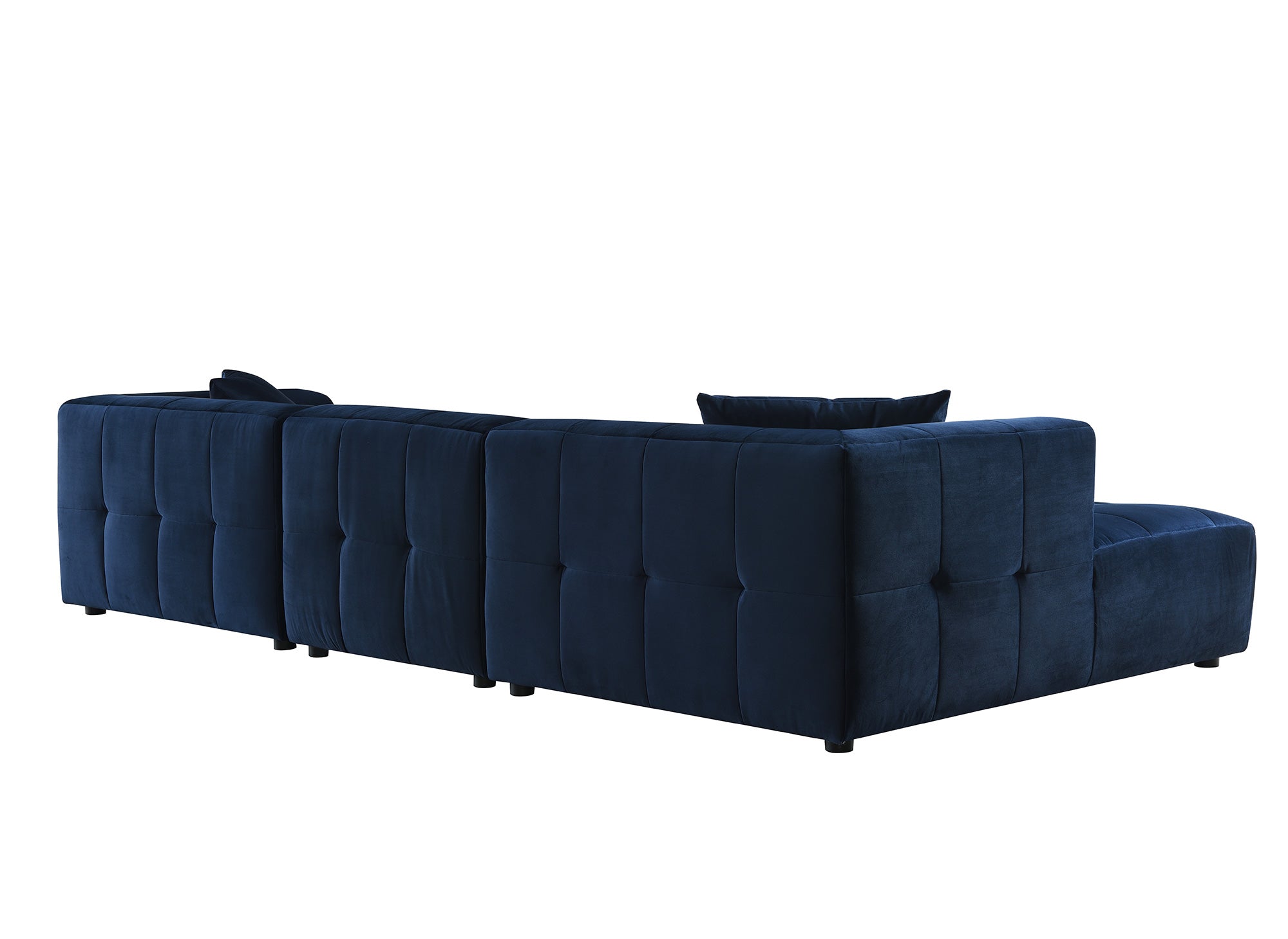 KELIA Ecksofa aus blauem Samt mit Chaiselongue - Linke Ecke