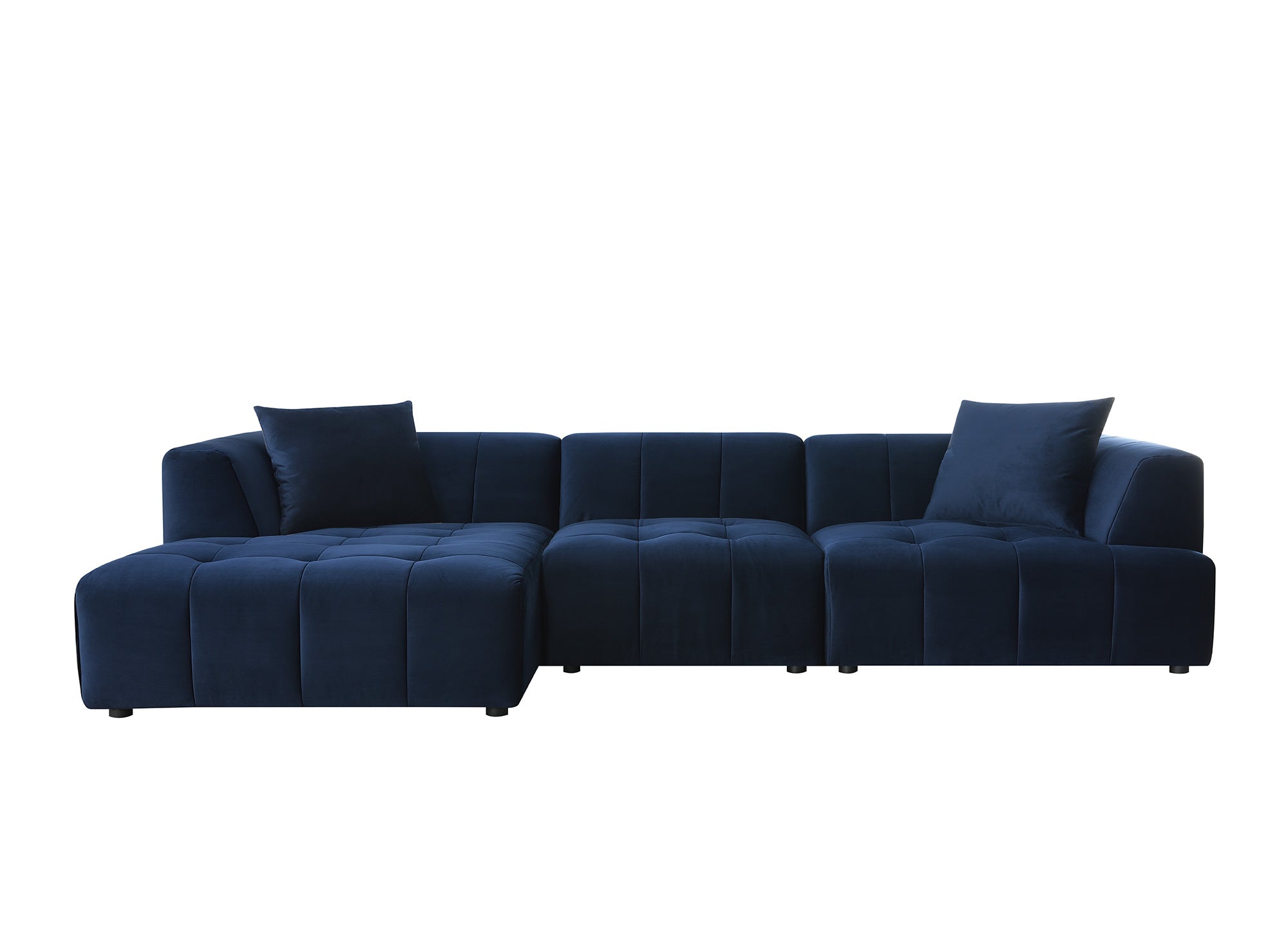 KELIA Ecksofa aus blauem Samt mit Chaiselongue - Linke Ecke