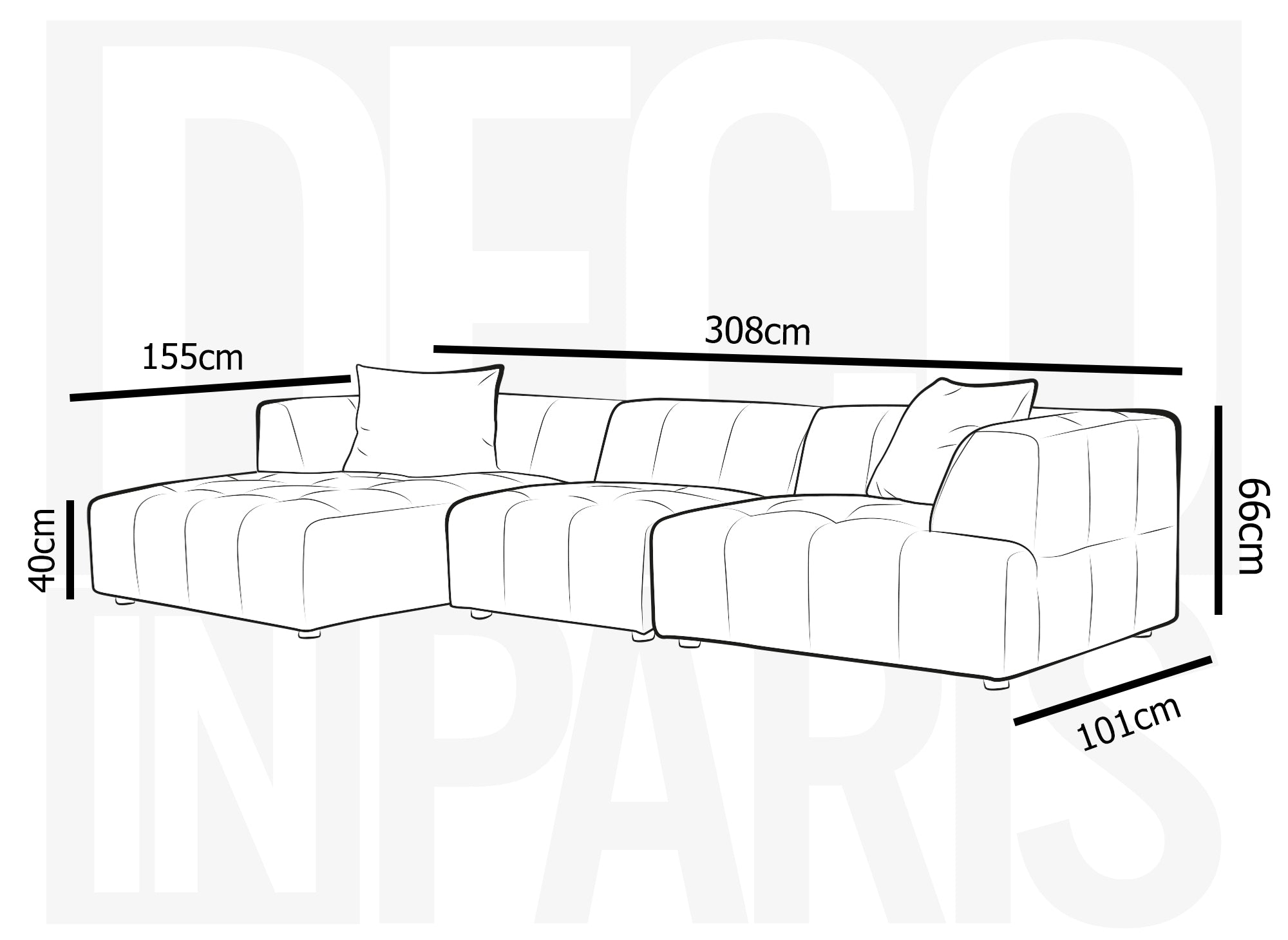 KELIA Ecksofa aus beigefarbenem Samt mit Chaiselongue - Linke Ecke