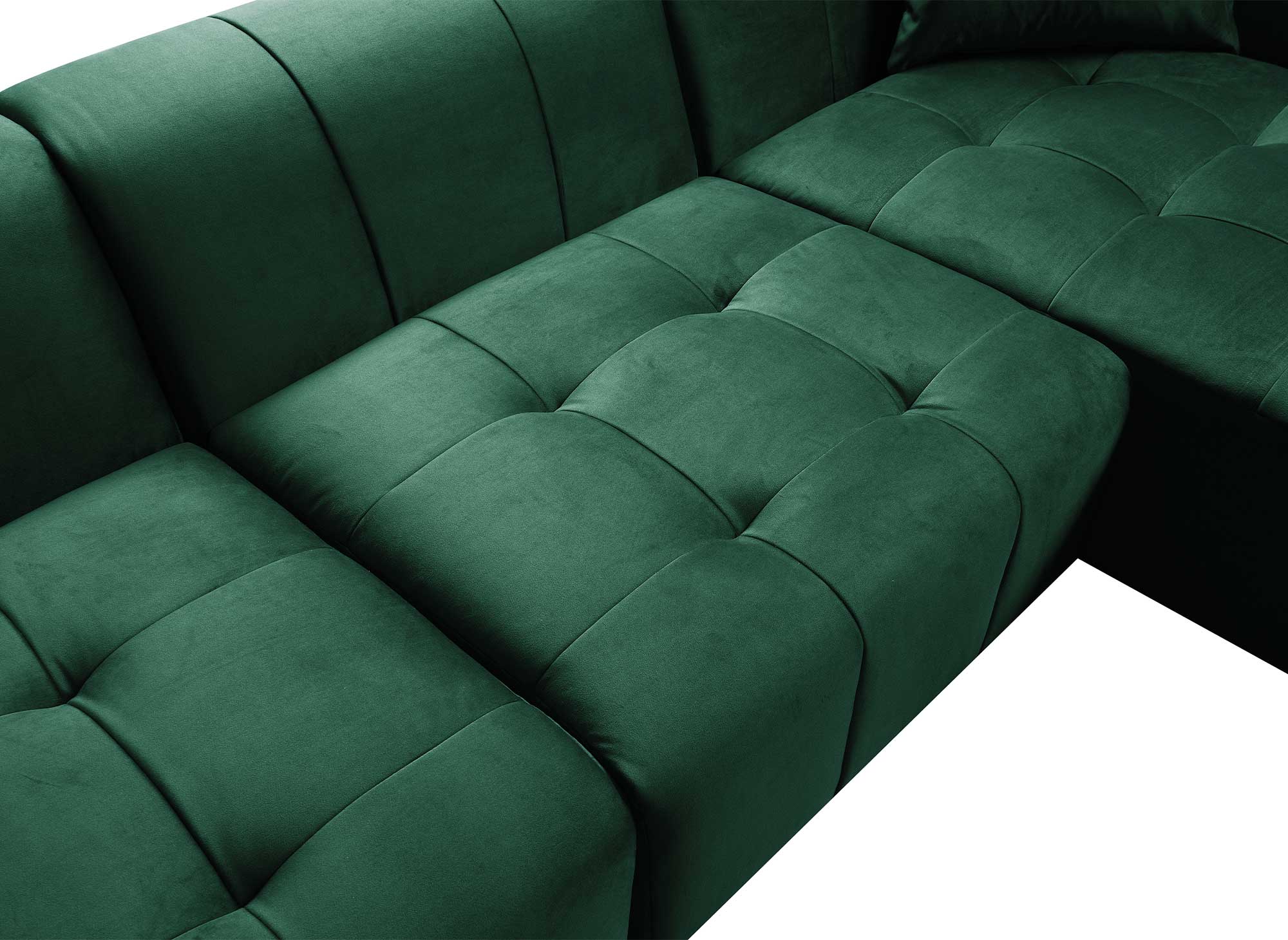KELIA Ecksofa aus grünem Samt mit Chaiselongue - rechtwinklig