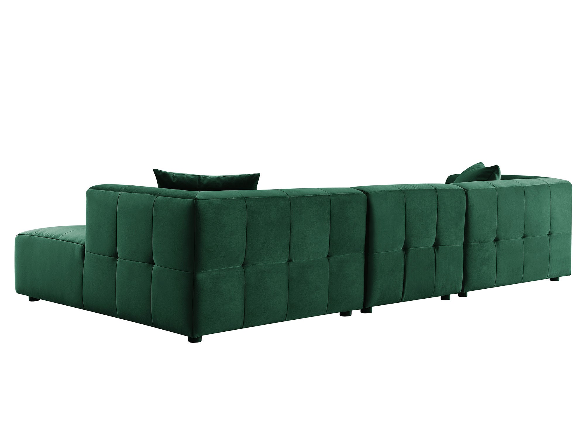 KELIA Ecksofa aus grünem Samt mit Chaiselongue - rechtwinklig
