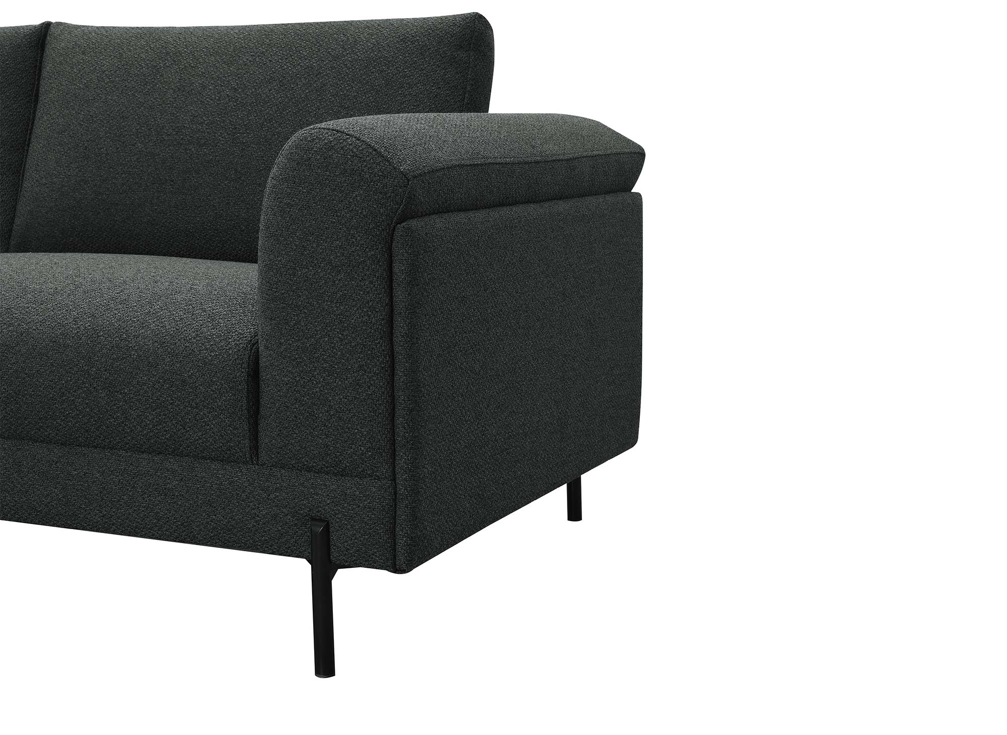 Ecksofa LEIA aus dunkelgrauem Stoff mit Chaiselongue - Linke Ecke