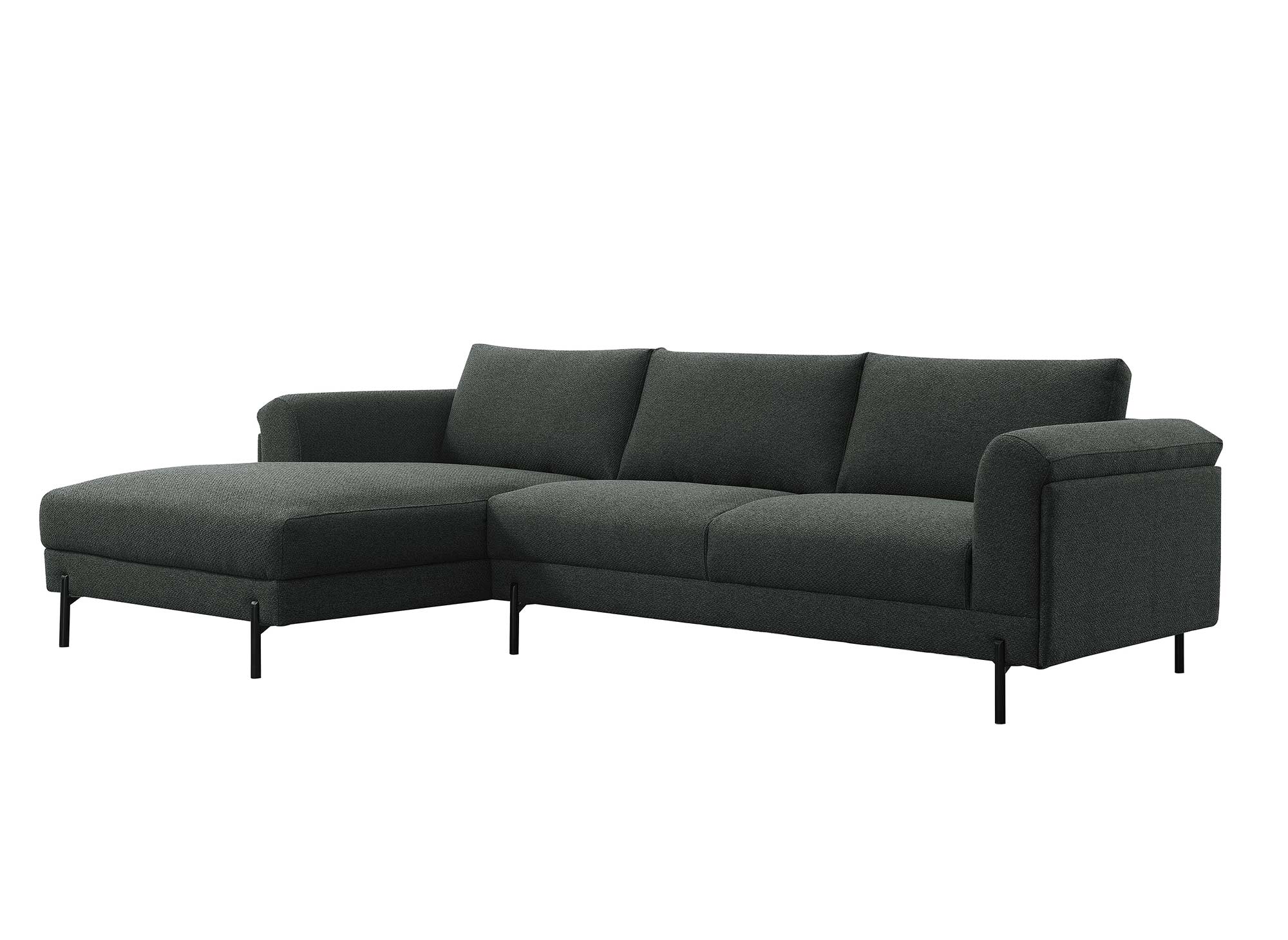 Ecksofa LEIA aus dunkelgrauem Stoff mit Chaiselongue - Linke Ecke