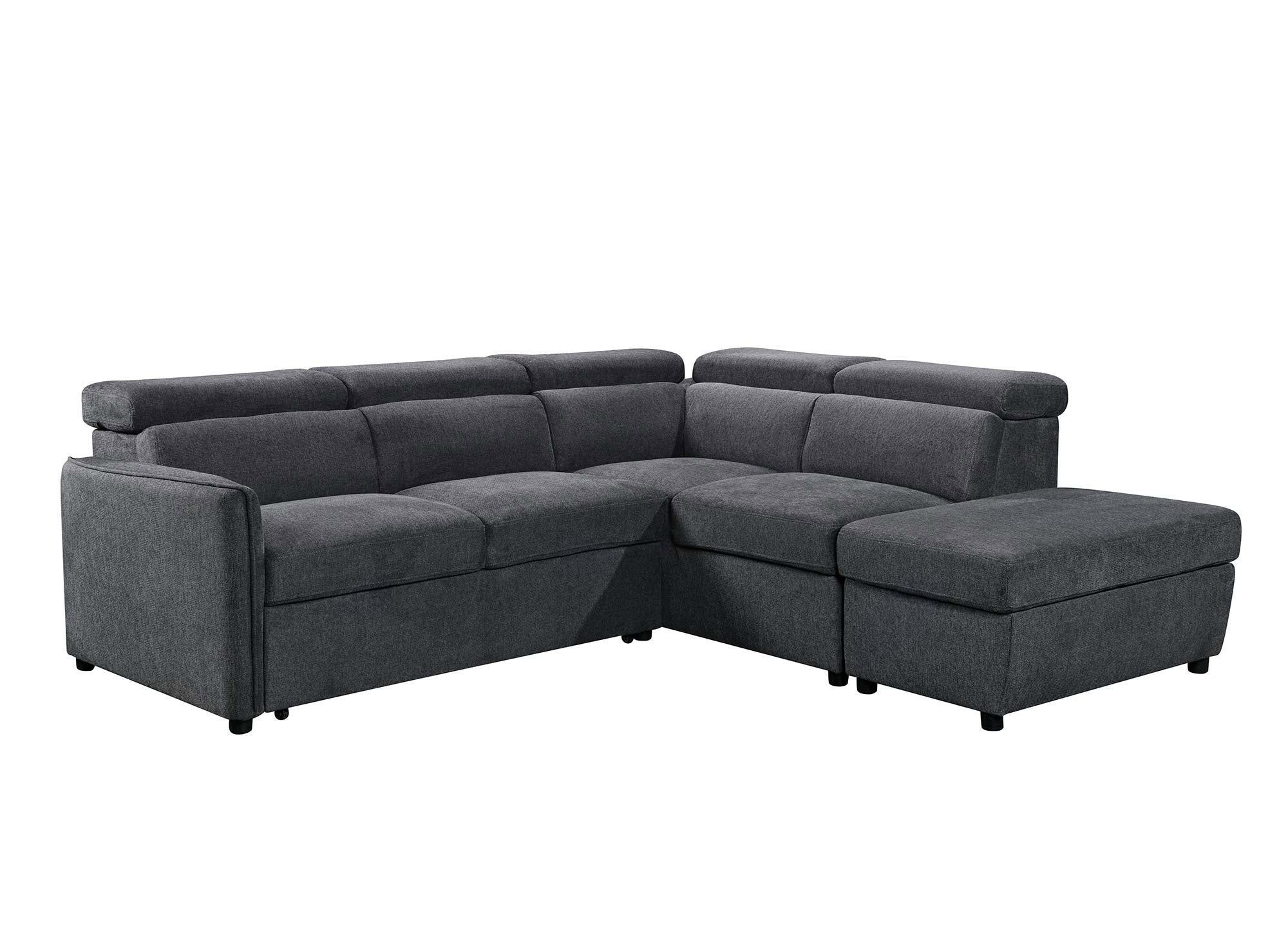 NAIROBI Ecksofa aus grauem Stoff – rechtwinklig