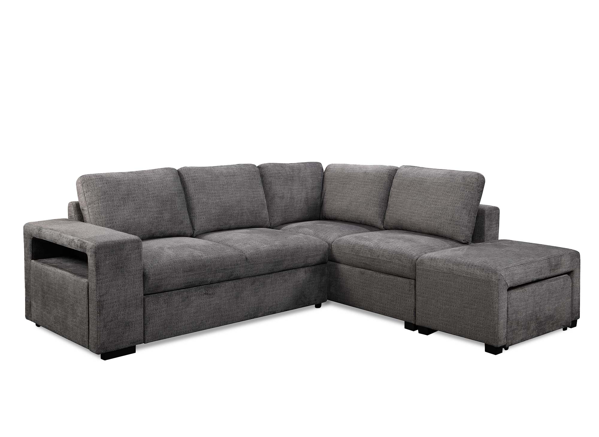 ALBAN Ecksofa aus dunkelgrauem Stoff – rechtwinklig