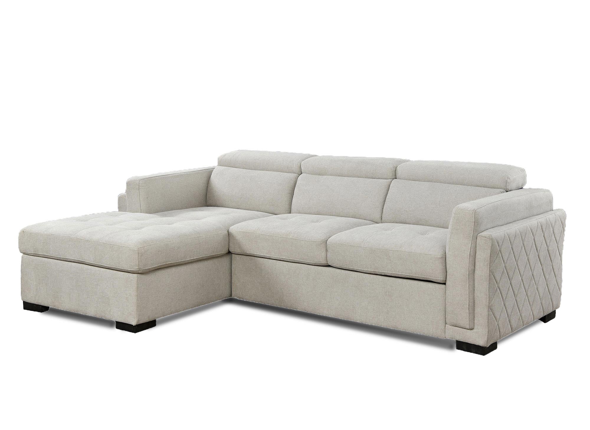 CHANDLER Ecksofa aus beigefarbenem Stoff – Linke Ecke