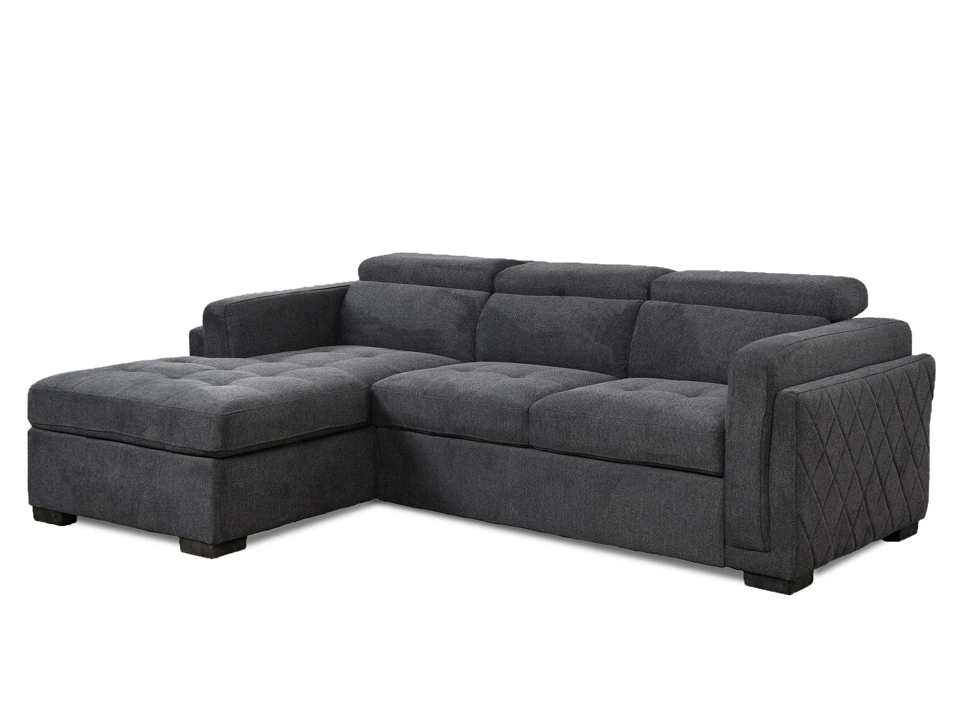 CHANDLER Ecksofa, Stoff, Dunkelgrau, linke Ecke