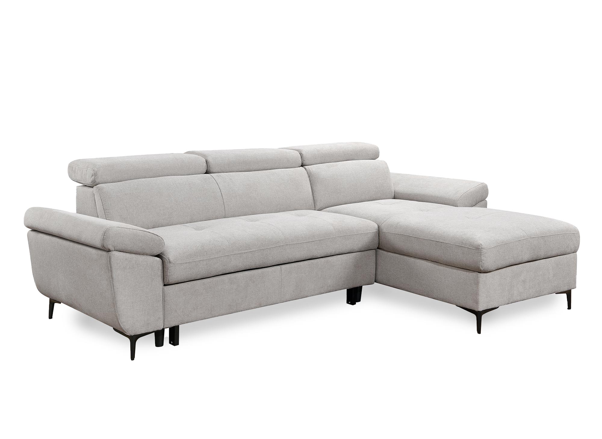 MONICA Ecksofa aus beigefarbenem Stoff – rechtwinklig