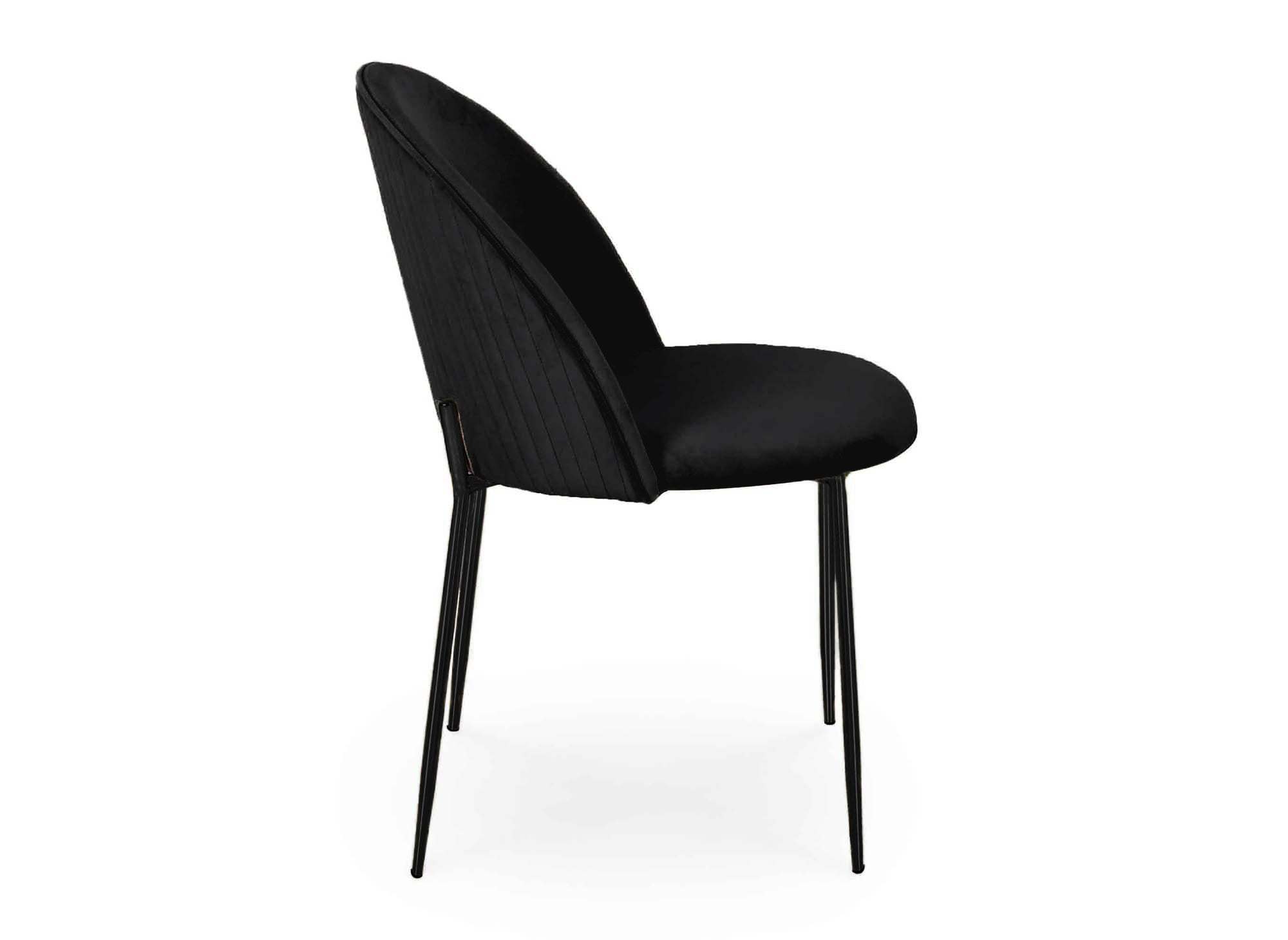 2er-Set Designerstühle aus schwarzem Samt mit schwarzen Beinen ARABEL