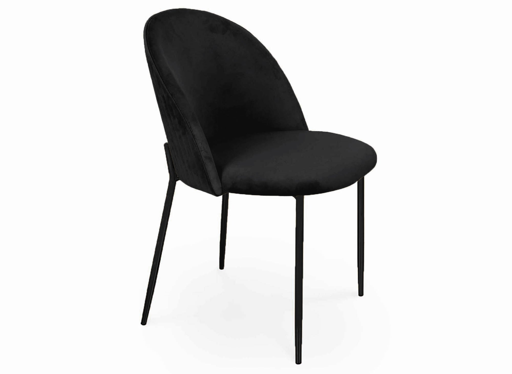2er-Set Designerstühle aus schwarzem Samt mit schwarzen Beinen ARABEL