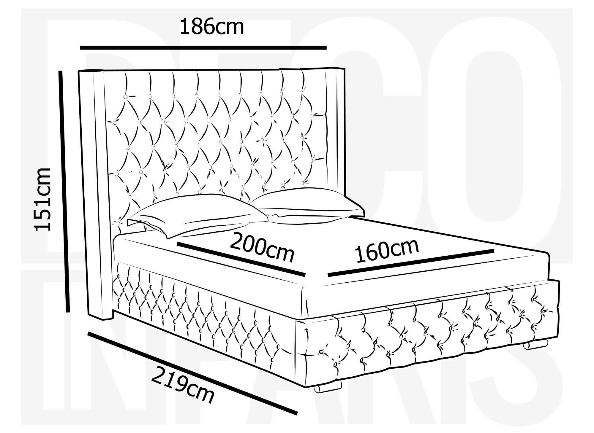 PERLA Bett mit Stauraum aus grauem Samt 160 x 200 cm