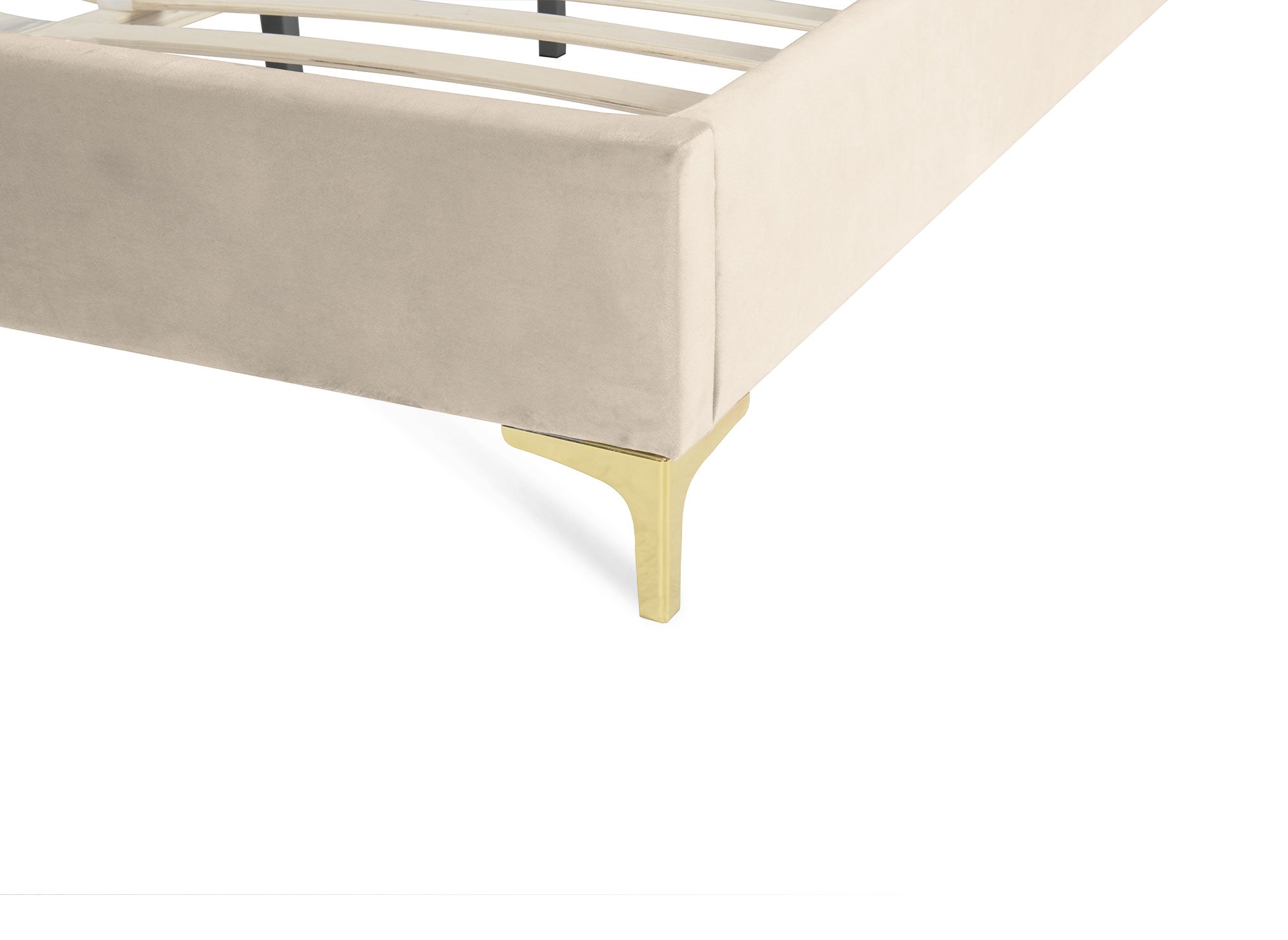 Doppelbett aus beigem Samt 160x200 cm MARION
