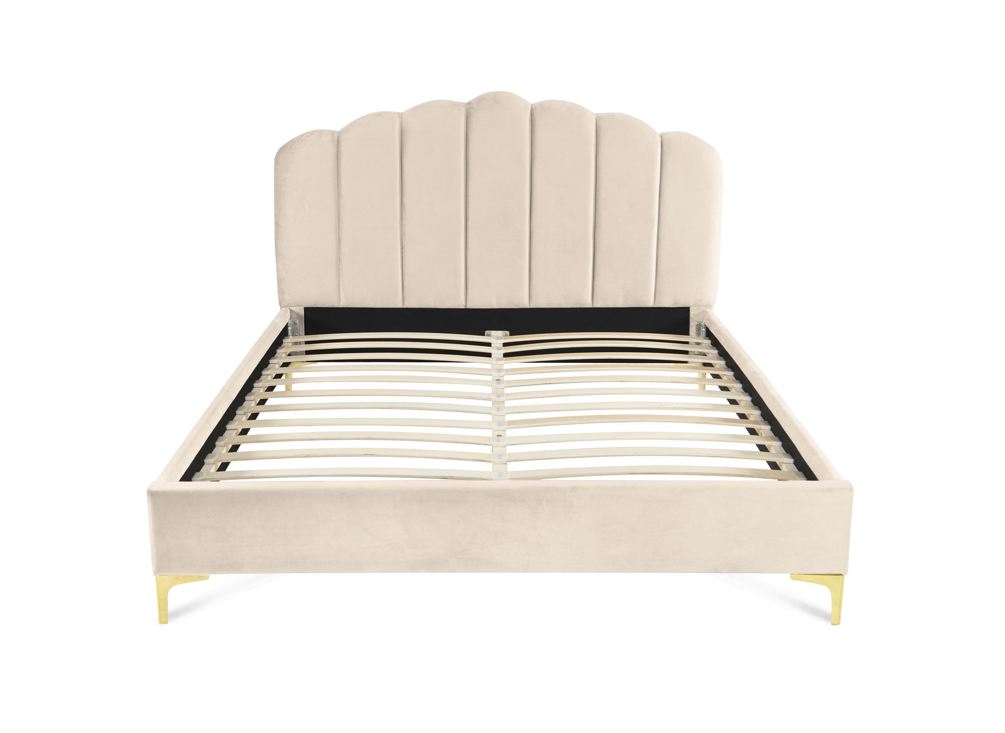 Doppelbett aus beigem Samt 160x200 cm MARION