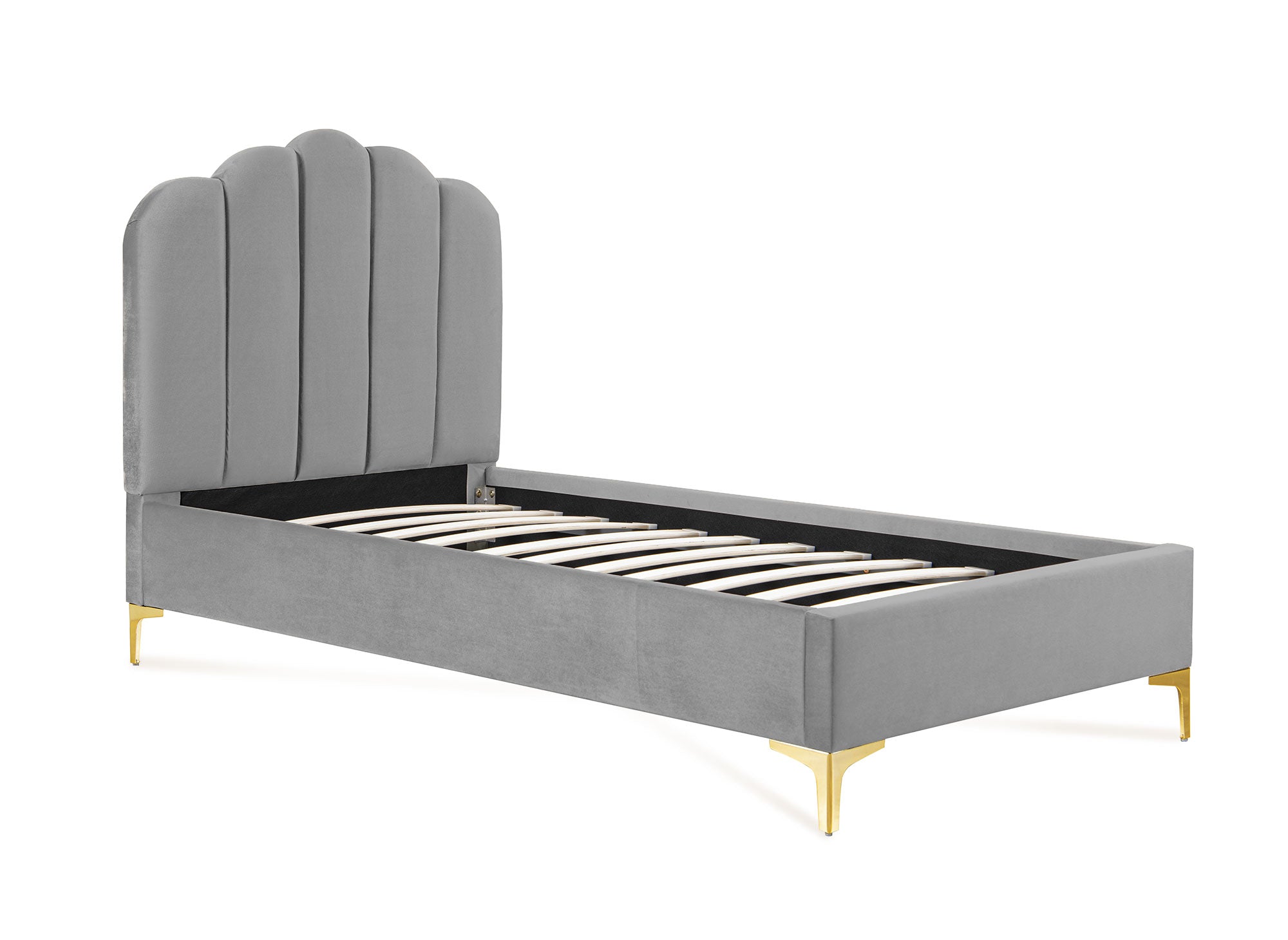 Einzelbett aus grauem Samt 90x190 cm MARION