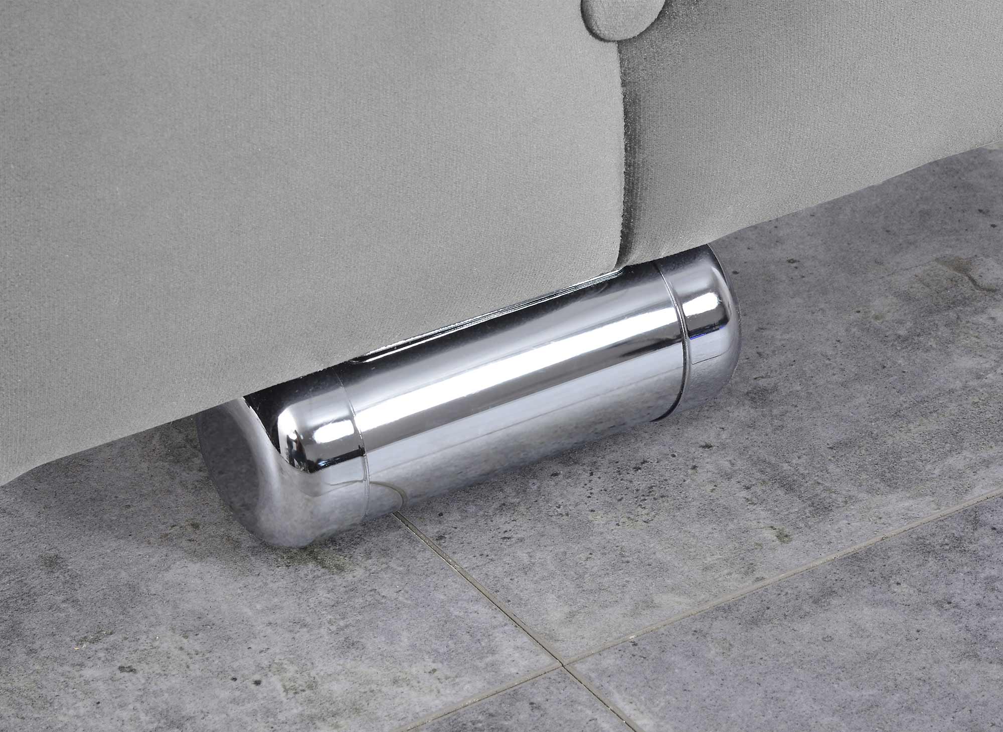 PERLA Bett mit Stauraum aus grauem Samt 160 x 200 cm
