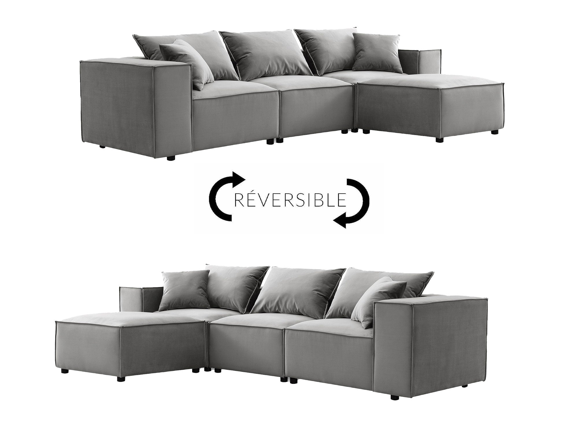 Modulares Ecksofa HARLEM aus grauem Samt