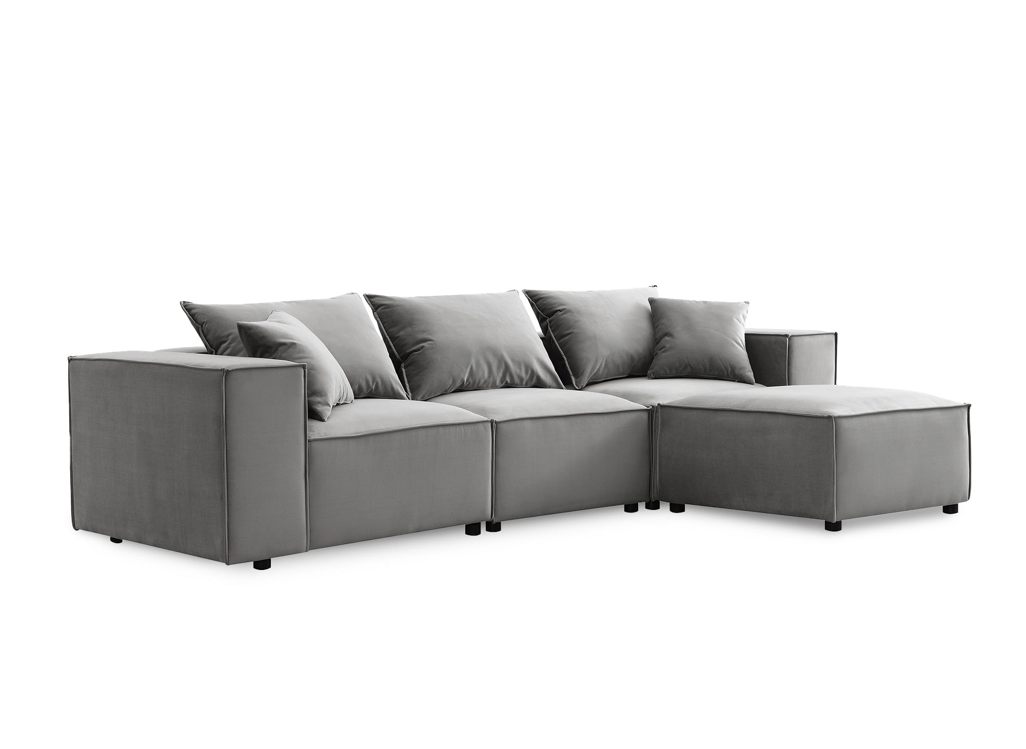 Modulares Ecksofa HARLEM aus grauem Samt