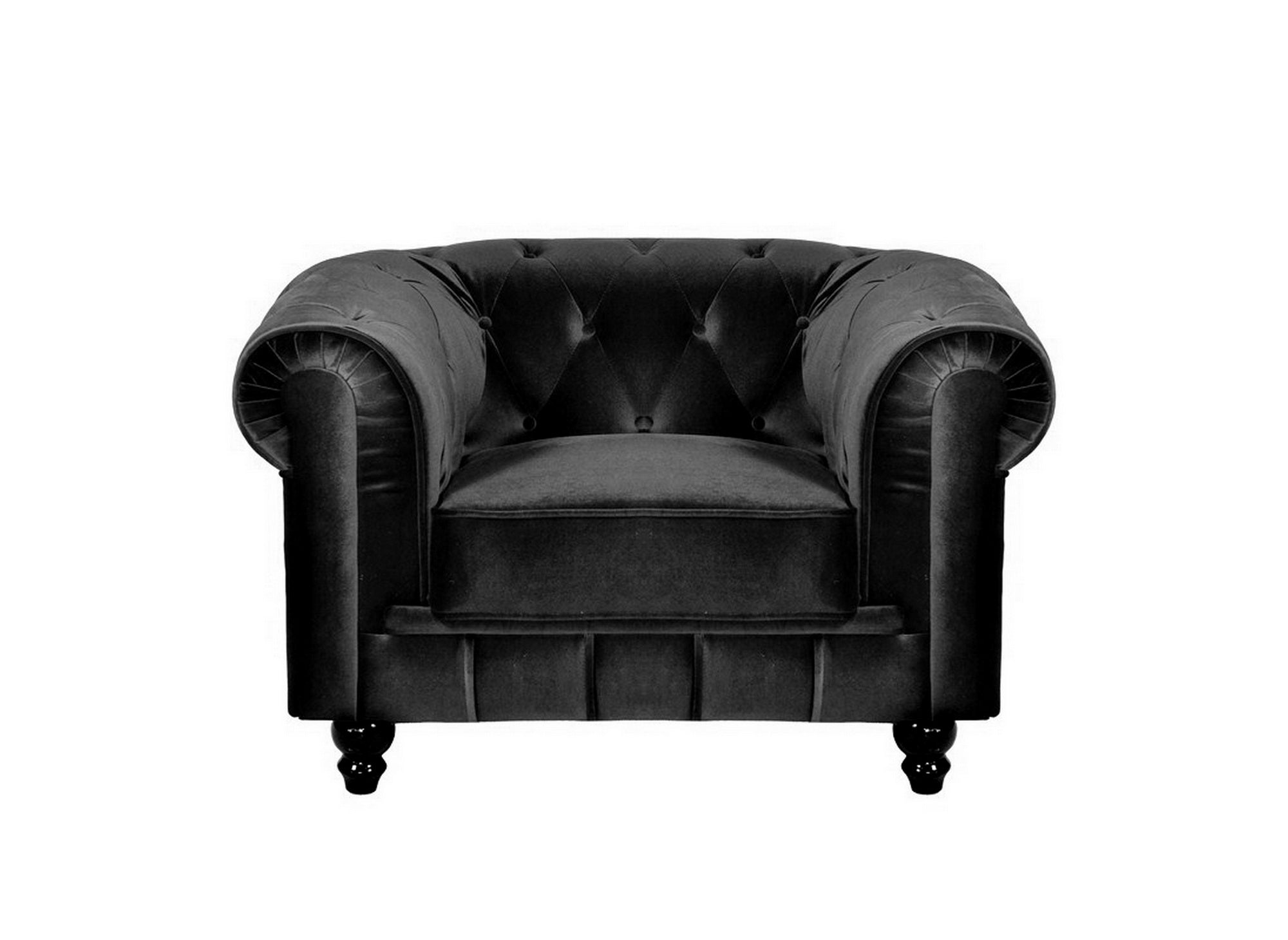 Chesterfield-Sessel aus schwarzem Samt