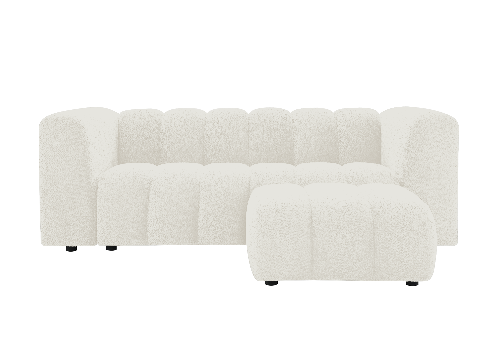 AELIS Sitzpuff aus ecrufarbenem Bouclé-Stoff 