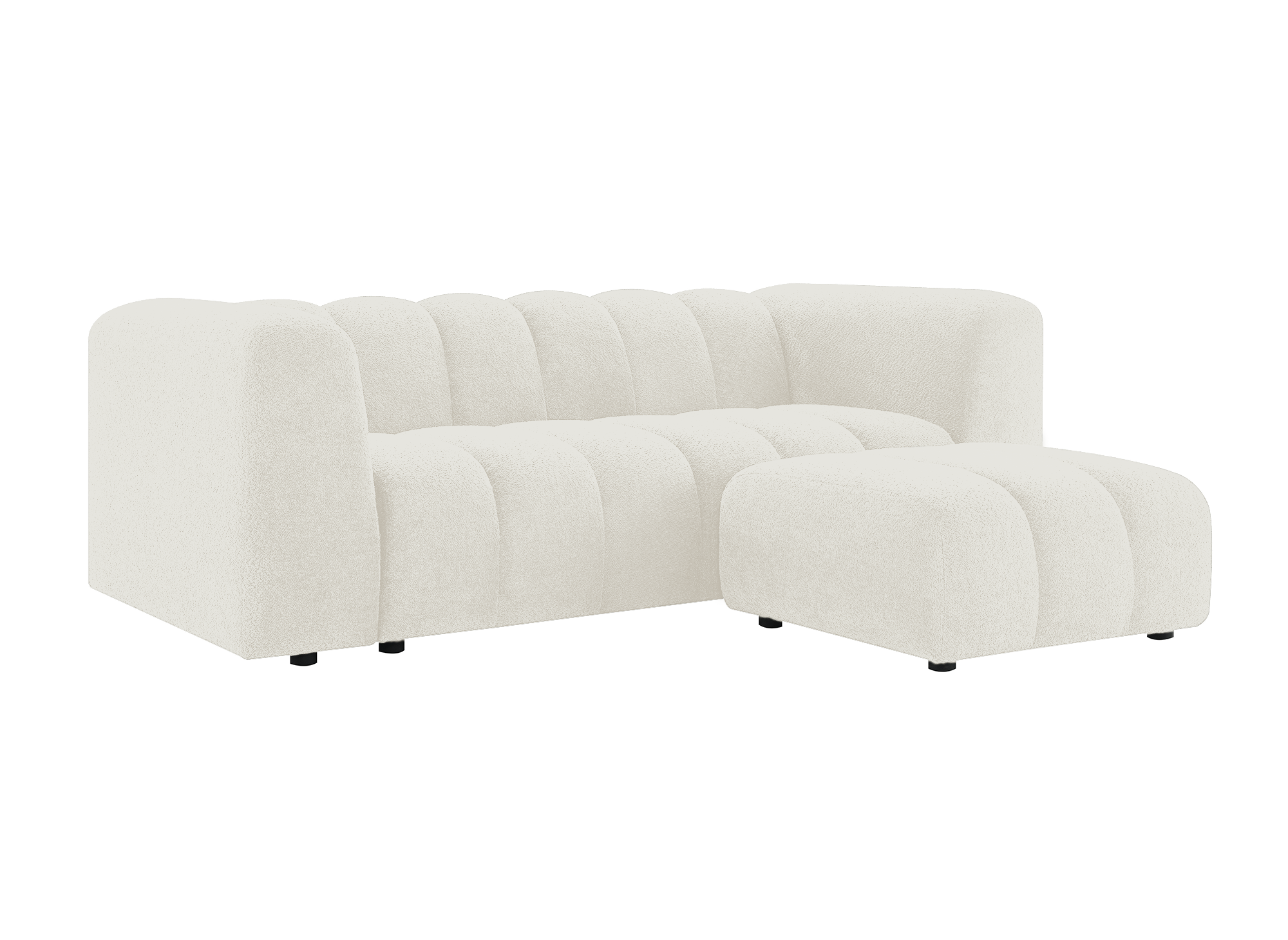 AELIS Sitzpuff aus ecrufarbenem Bouclé-Stoff 