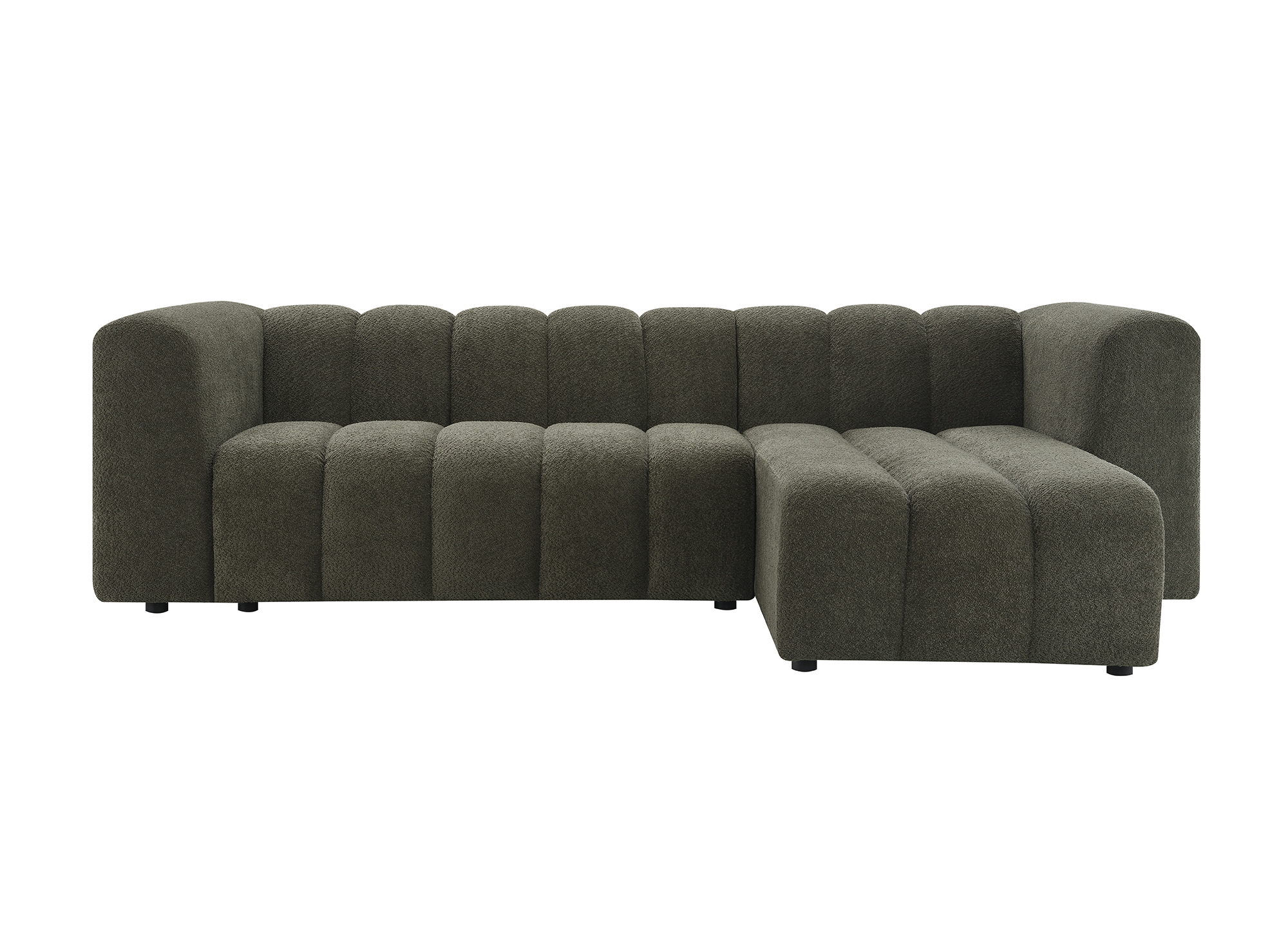 Wende-Ecksofa AELIS aus grünem Bouclé-Stoff