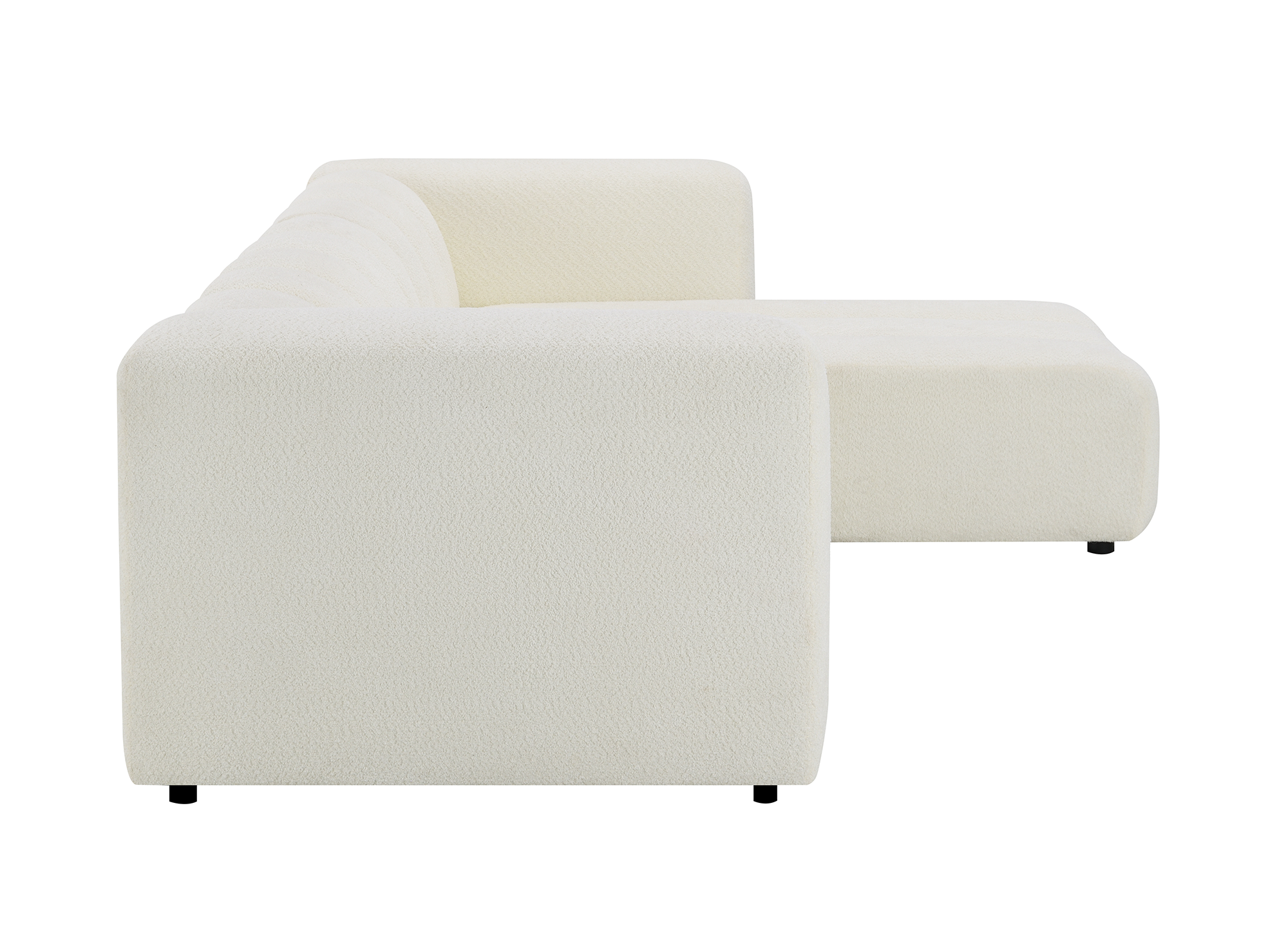Wende-Ecksofa AELIS aus ecrufarbenem Bouclé-Stoff