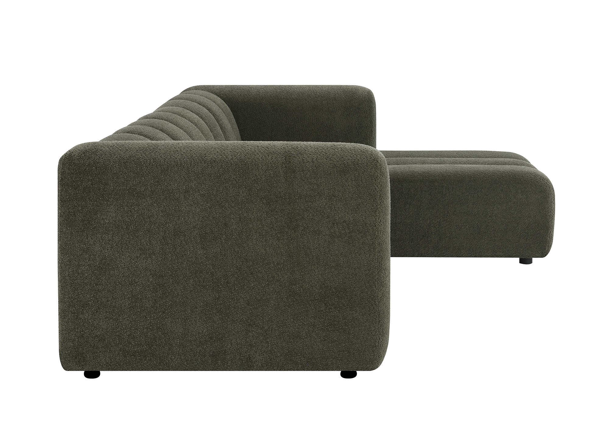 Wende-Ecksofa AELIS aus grünem Bouclé-Stoff