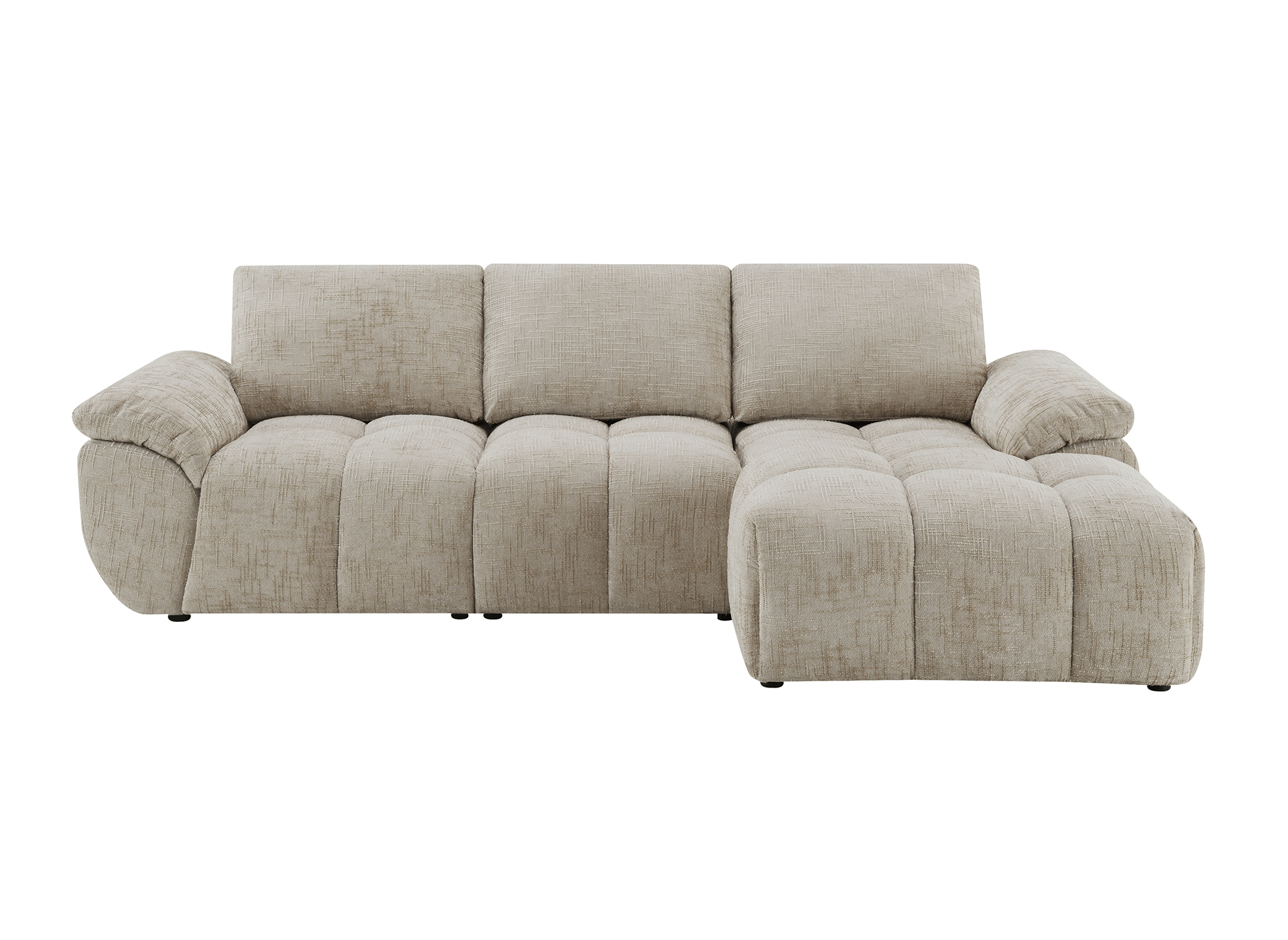 Elektrisches Relax-Ecksofa aus taupefarbenem meliertem Samt ALPES - Rechtwinklig