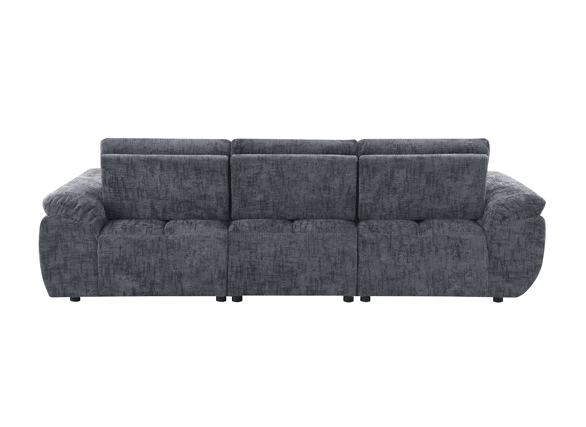 ALPES Ecksofa mit elektrischer Liegefunktion aus grau meliertem Samt – rechtwinklig