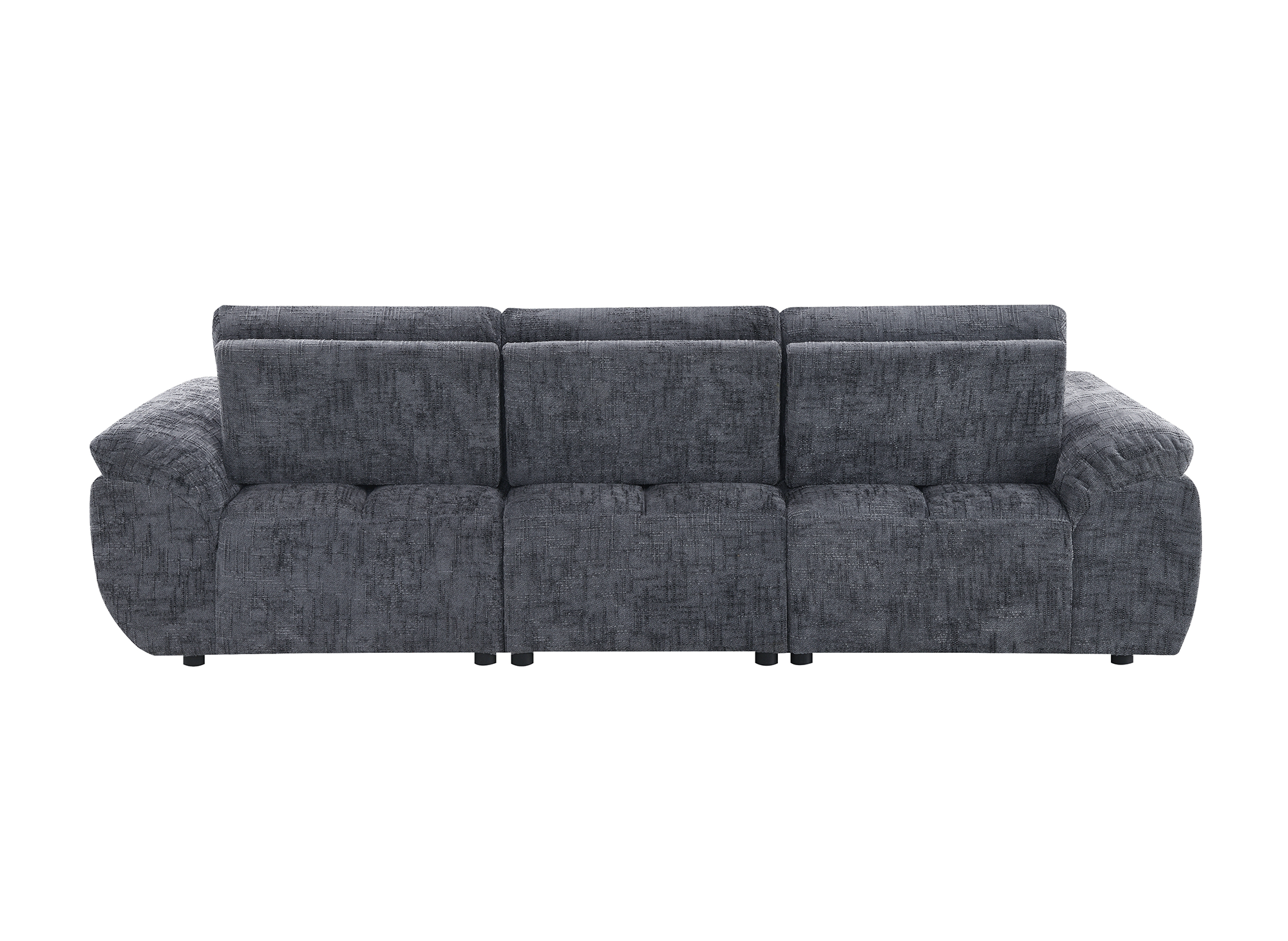 ALPES Ecksofa mit elektrischer Liegefunktion aus grau meliertem Samt – Linke Ecke