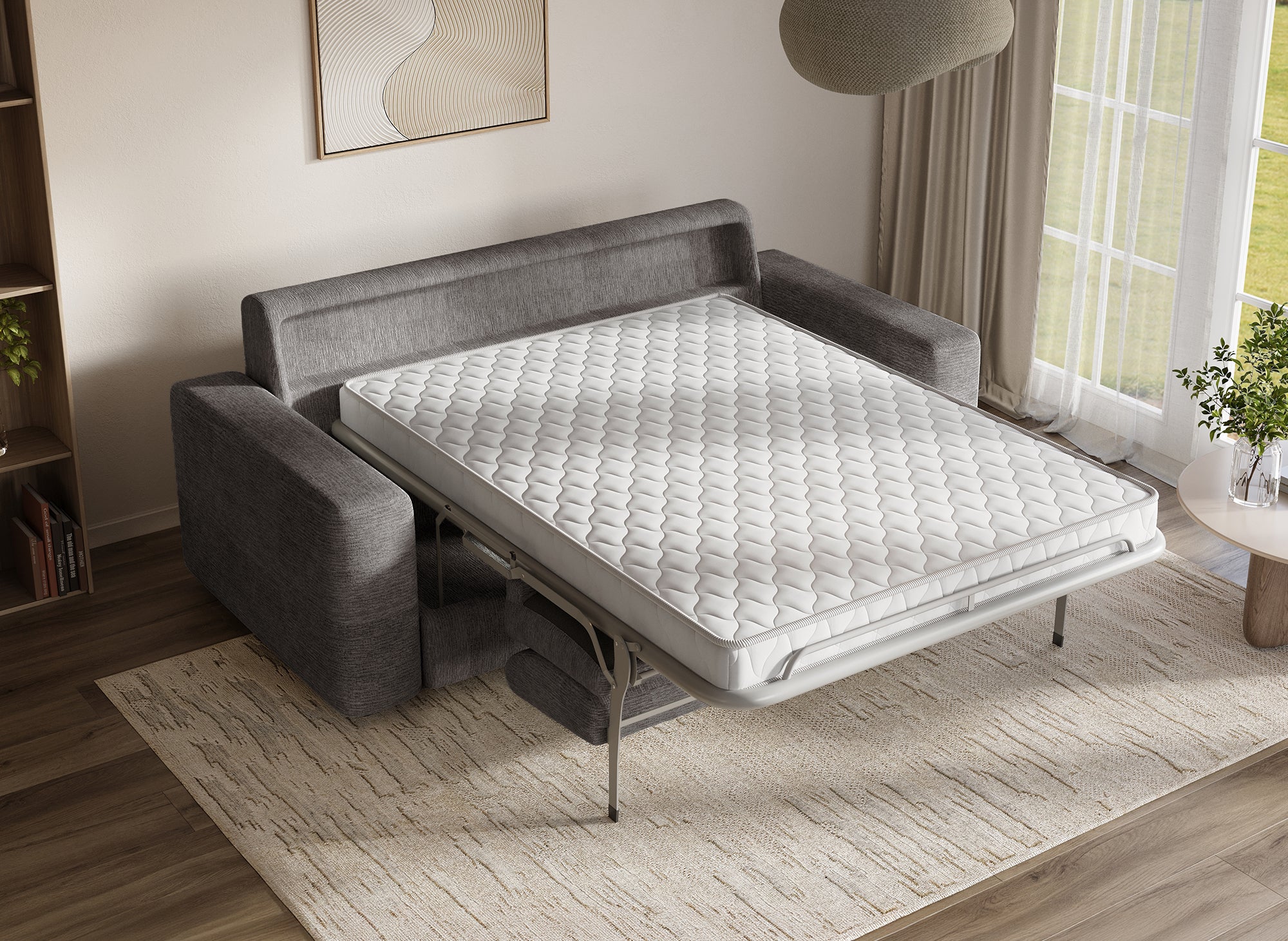 AMAURY 3-Sitzer Express-Schlafsofa in dunkelgrau meliertem Samt