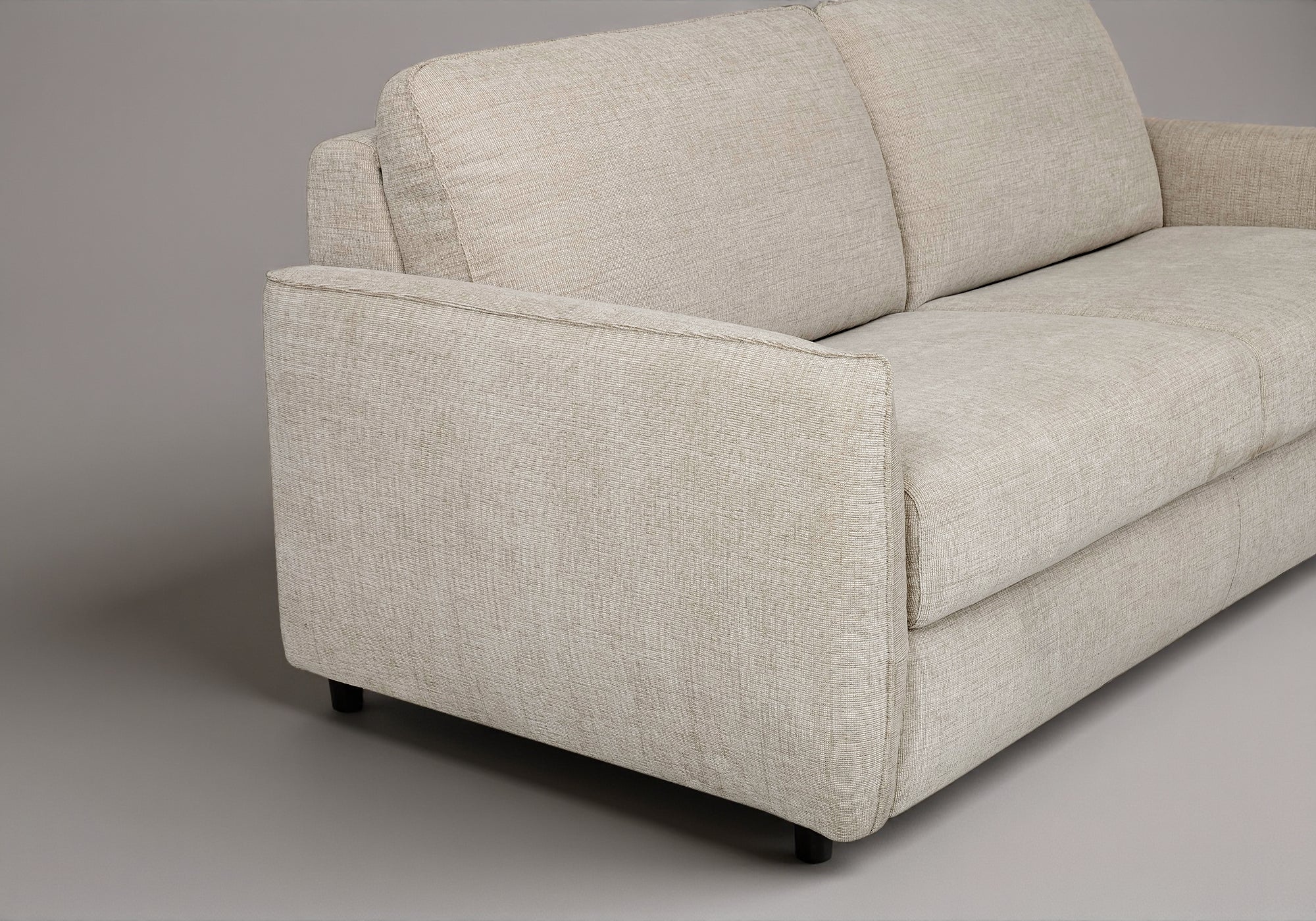 CHIARA 3-Sitzer-Schlafsofa aus strukturiertem beigefarbenem Samt