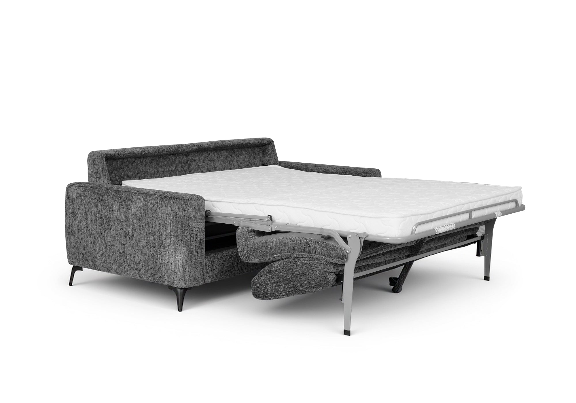 NONA 3-Sitzer-Schlafsofa aus dunkelgrau meliertem Samt