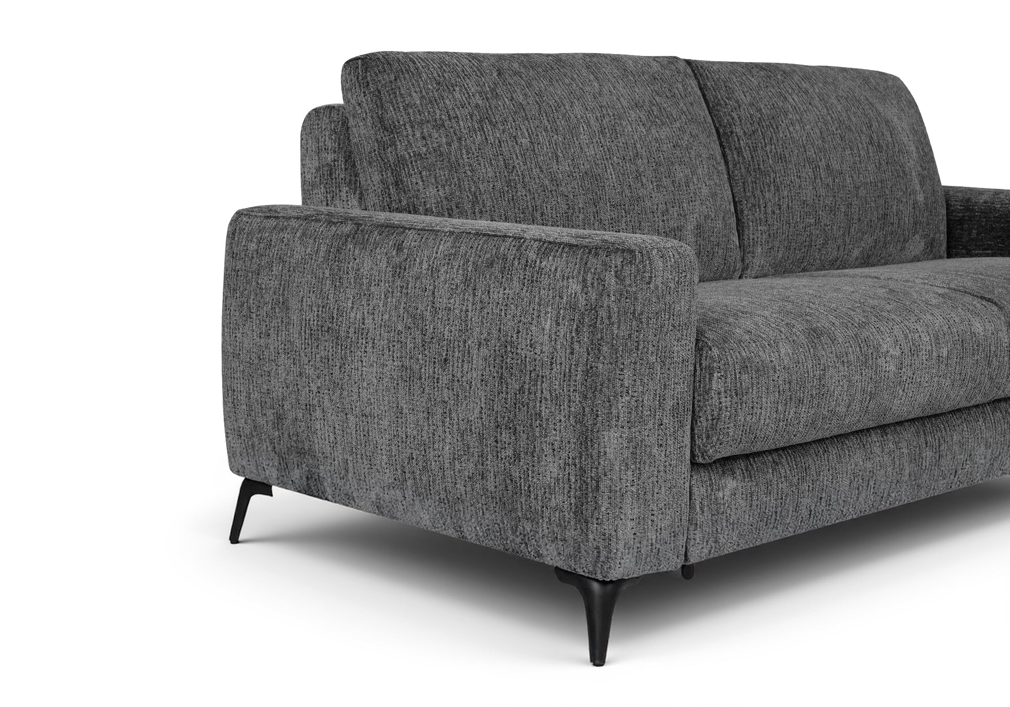 NONA 3-Sitzer-Schlafsofa aus dunkelgrau meliertem Samt