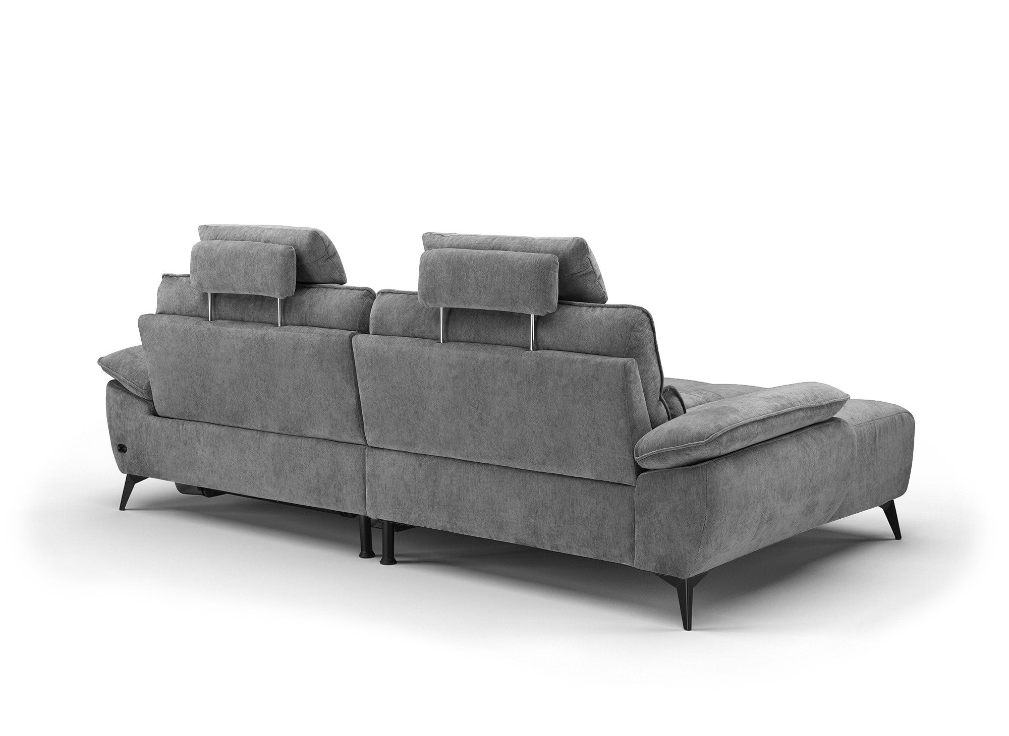 LYANA elektrisches Ecksofa mit Relaxfunktion in grau meliertem Samt - Linke Ecke