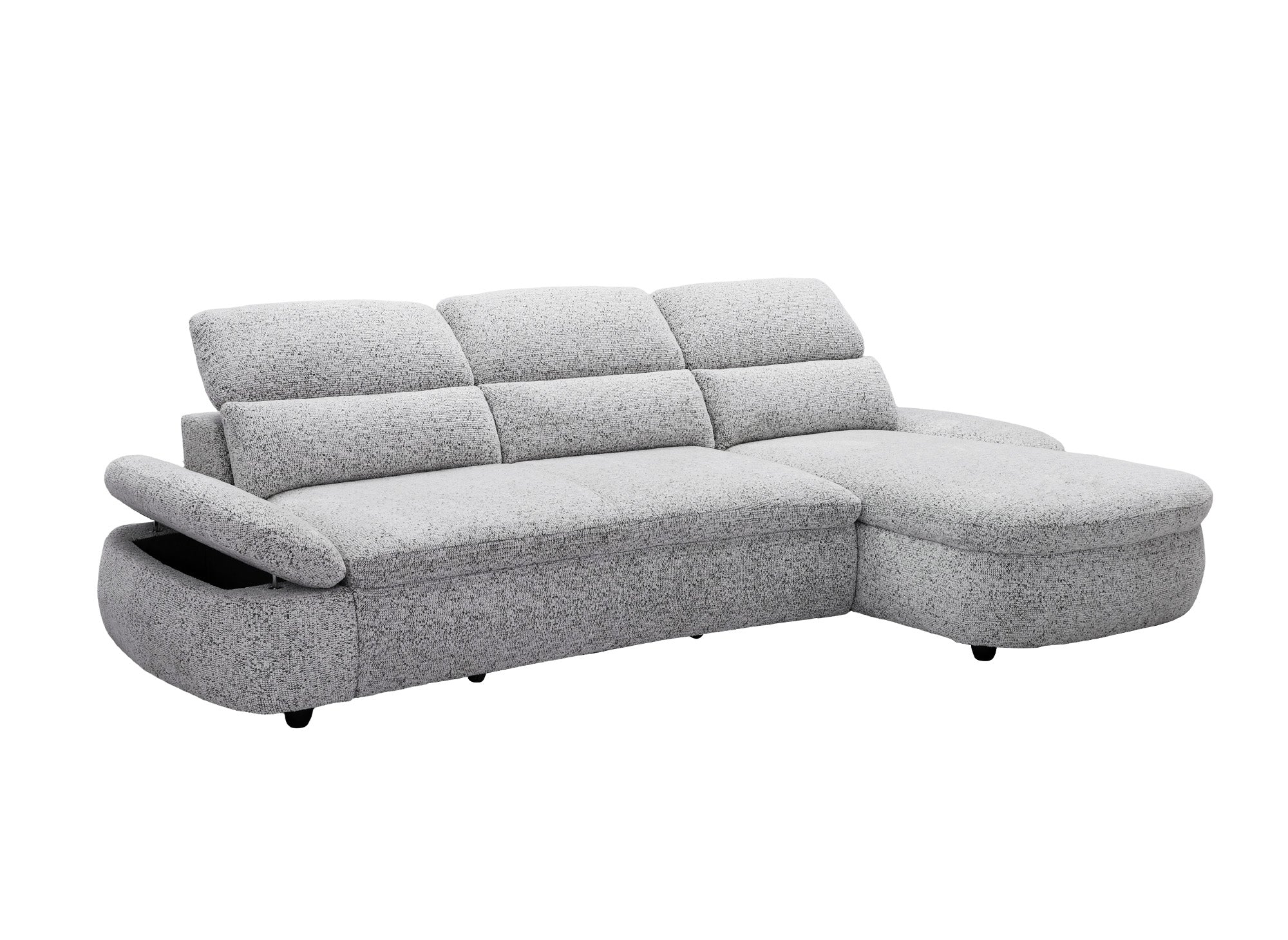 Elektrisches Relax-Ecksofa aus grauem Frotteestoff CLEMENT – rechtwinklig