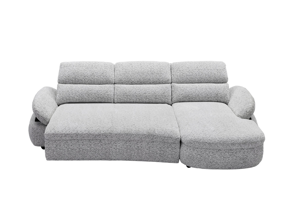 Elektrisches Relax-Ecksofa aus grauem Frotteestoff CLEMENT – rechtwinklig