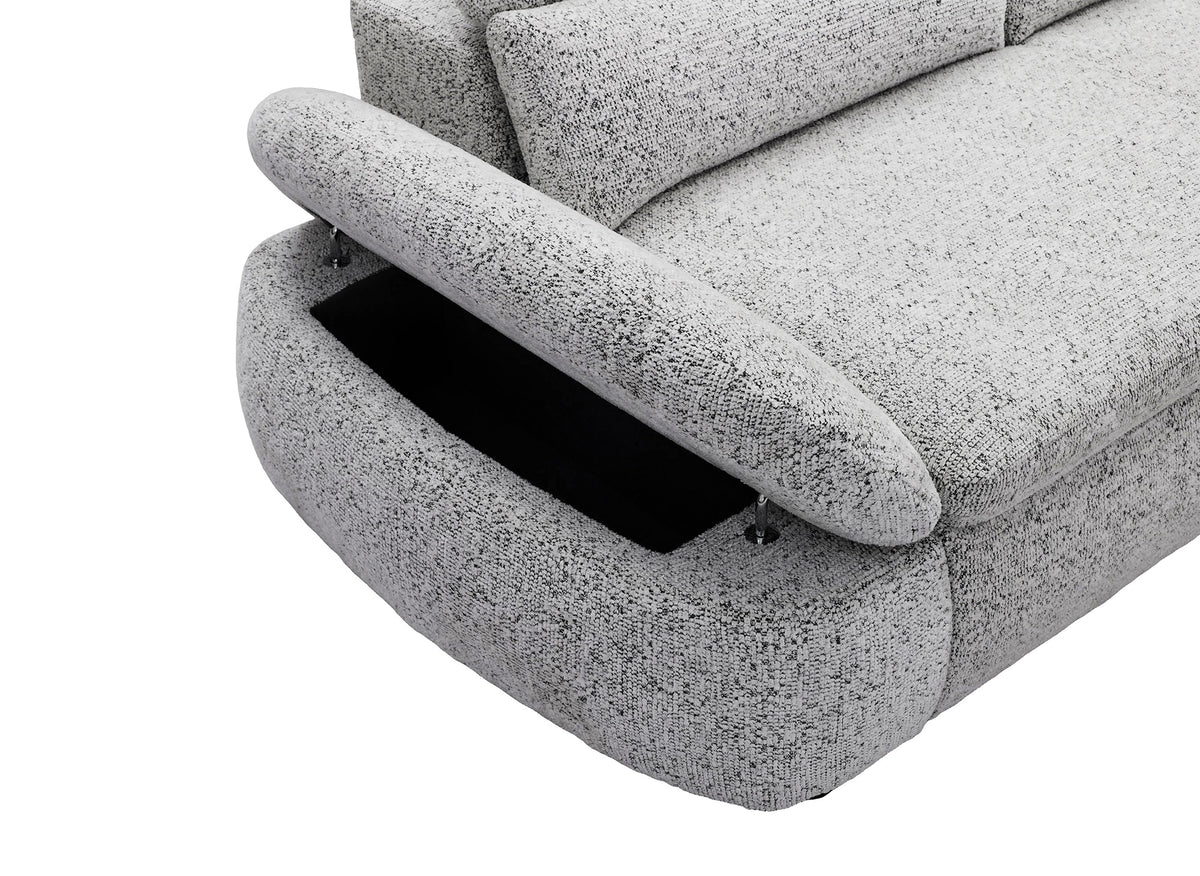Elektrisches Relax-Ecksofa aus grauem Frotteestoff CLEMENT – rechtwinklig