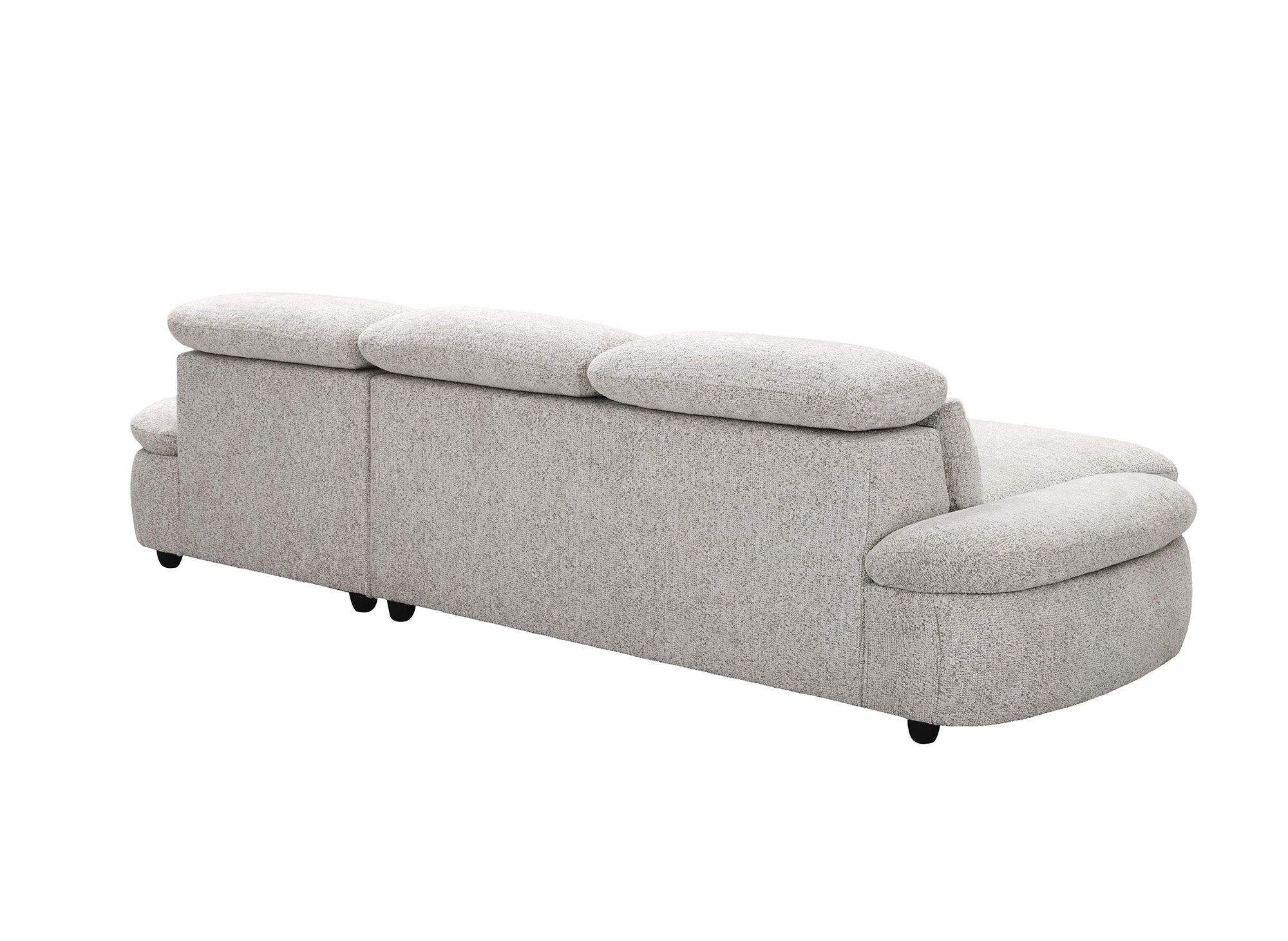 Elektrisches Relax-Ecksofa aus beigem Frotteestoff CLEMENT – rechtwinklig