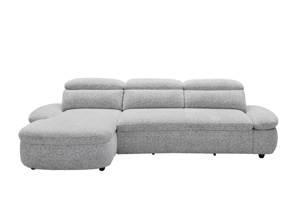 Elektrisches Relax-Ecksofa aus grauem Frotteestoff CLEMENT – Linke Ecke